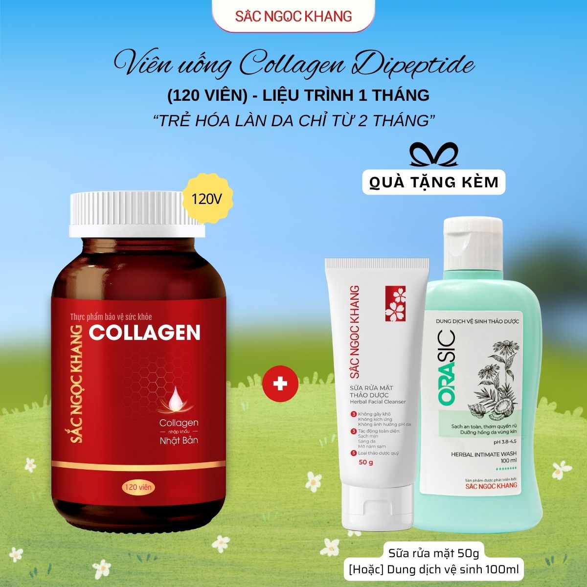 Viên Uống Collagen Dipeptide [120 Viên] TẶNG 1 trong 2 quà