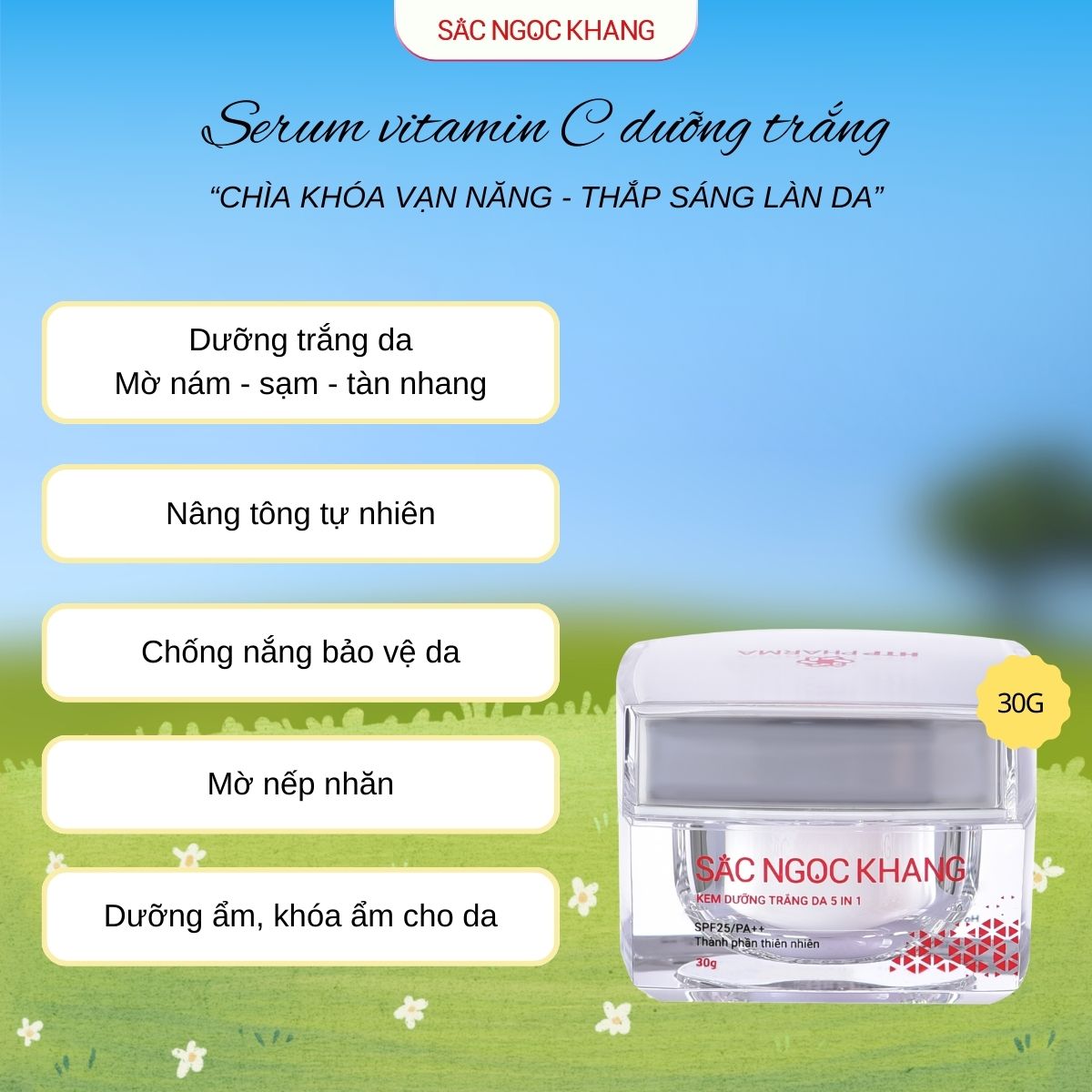 Kem dưỡng trắng da Ban Ngày 5 in 1 [30g]