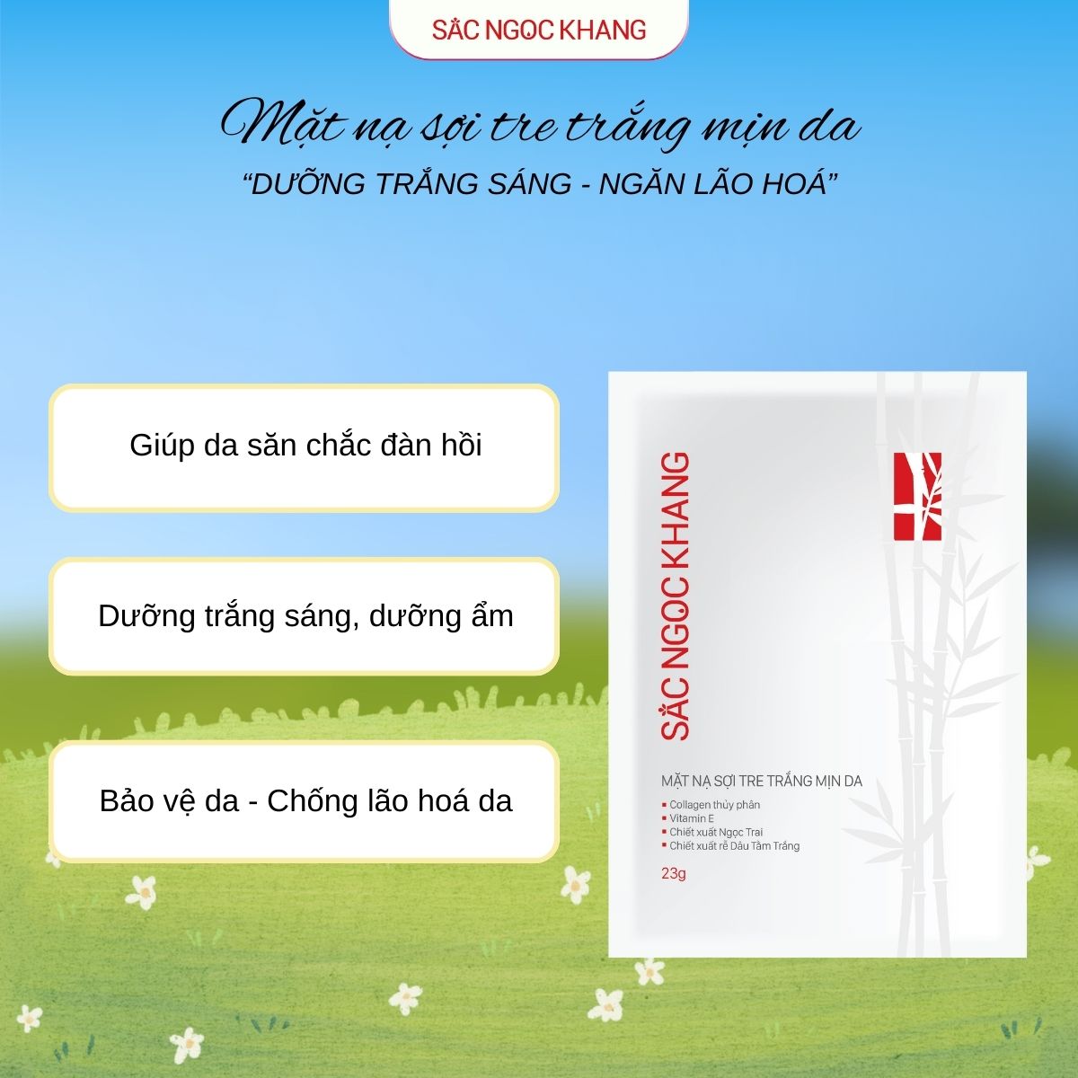 Mặt Nạ Sợi Tre Trắng Mịn Da 
