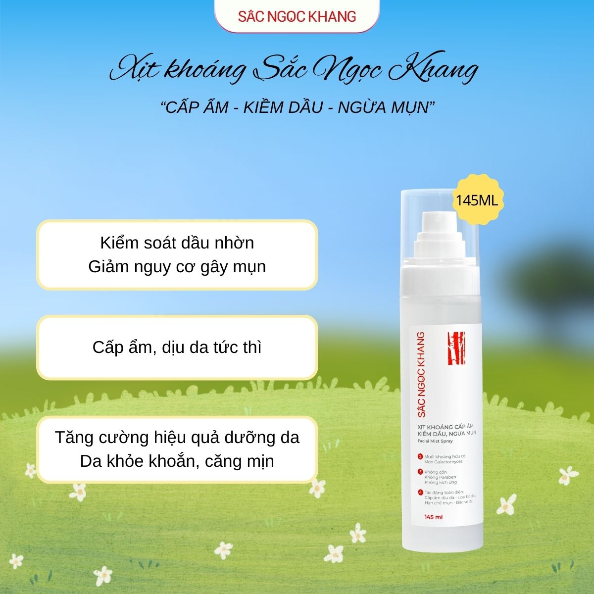 Xịt Khoáng Cấp Ẩm, Kiềm Dầu, Ngừa Mụn [145ml]