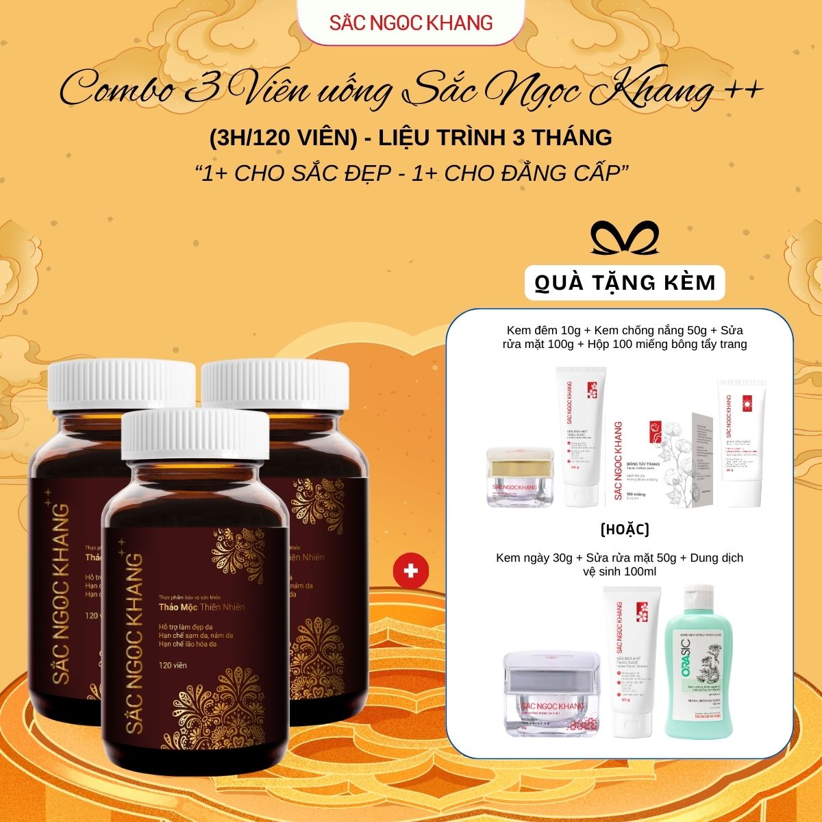 COMBO 03 Viên Uống Sắc Ngọc Khang ++ [120 Viên] TẶNG 1 trong 2 quà
