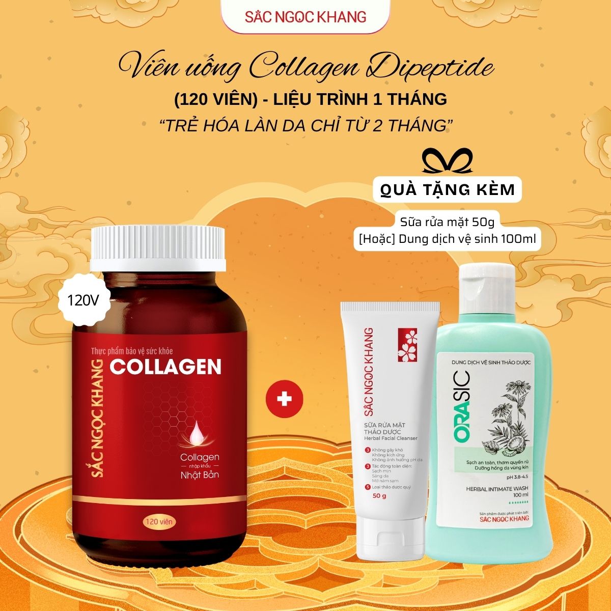Viên Uống Collagen Dipeptide [120 Viên] TẶNG 1 trong 2 quà