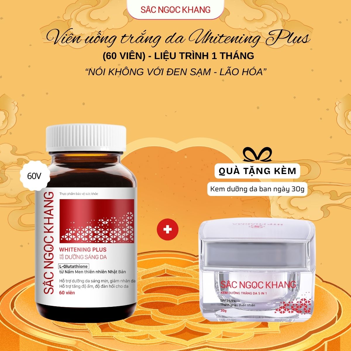Viên uống TRẮNG DA Whitening Plus TẶNG Kem Ngày 30g
