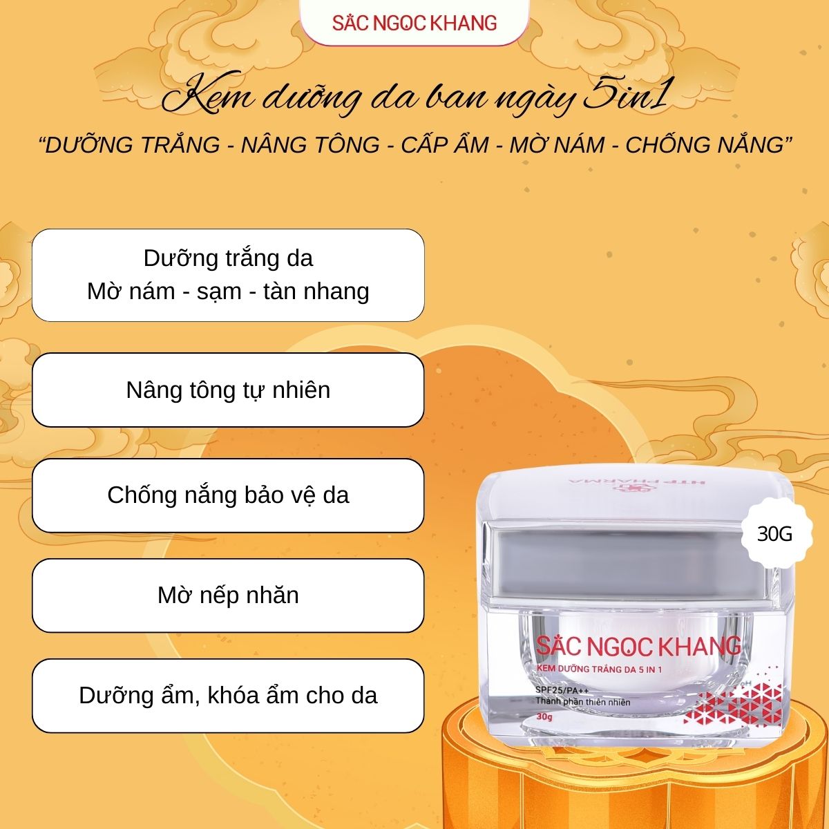 Kem dưỡng trắng da Ban Ngày 5 in 1 [30g]