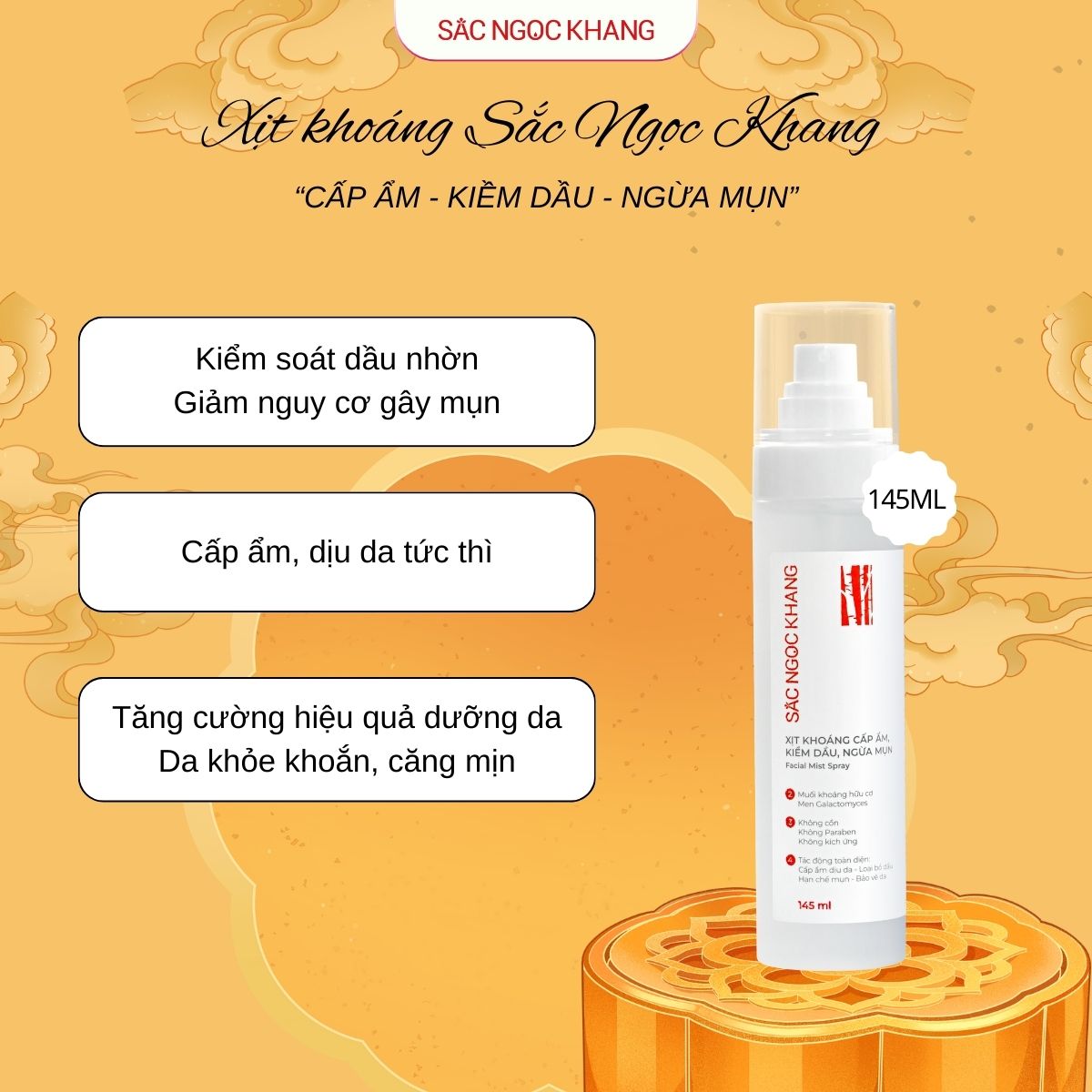 Xịt Khoáng Cấp Ẩm, Kiềm Dầu, Ngừa Mụn [145ml]