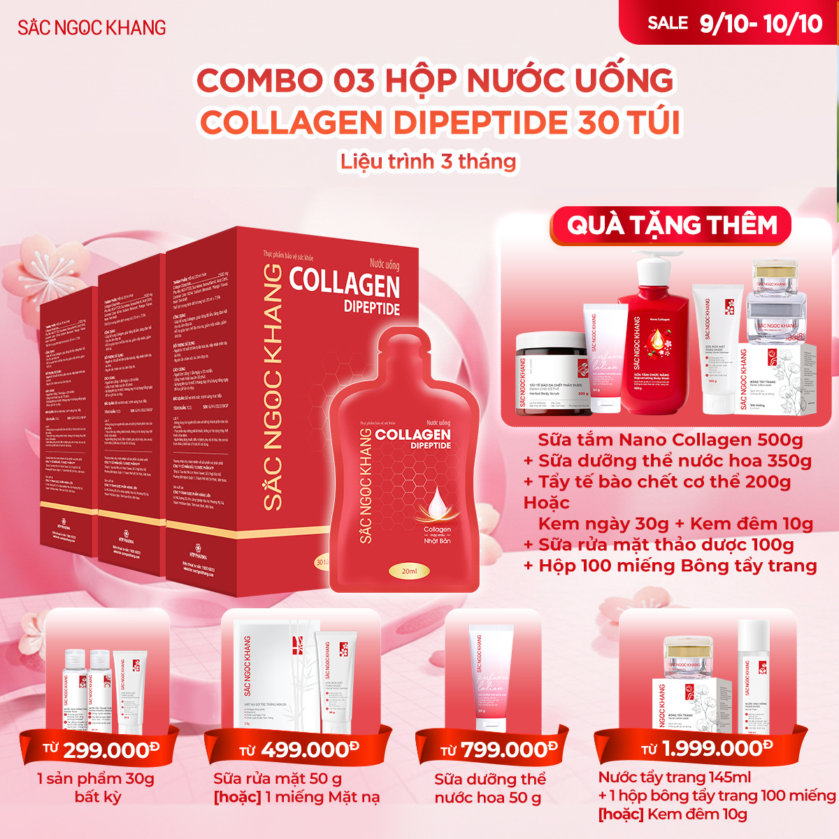 COMBO 03 Hộp Collagen Nước [30 túi] TẶNG 1 trong 2 quà