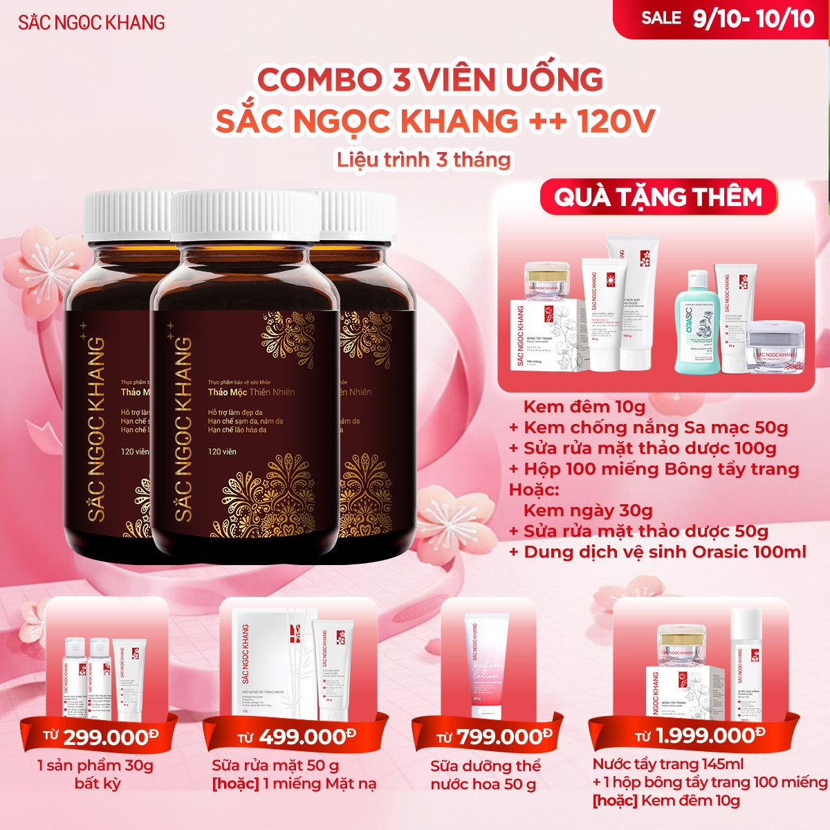 COMBO 03 Viên Uống Sắc Ngọc Khang ++ [120 Viên] TẶNG 1 trong 2 quà