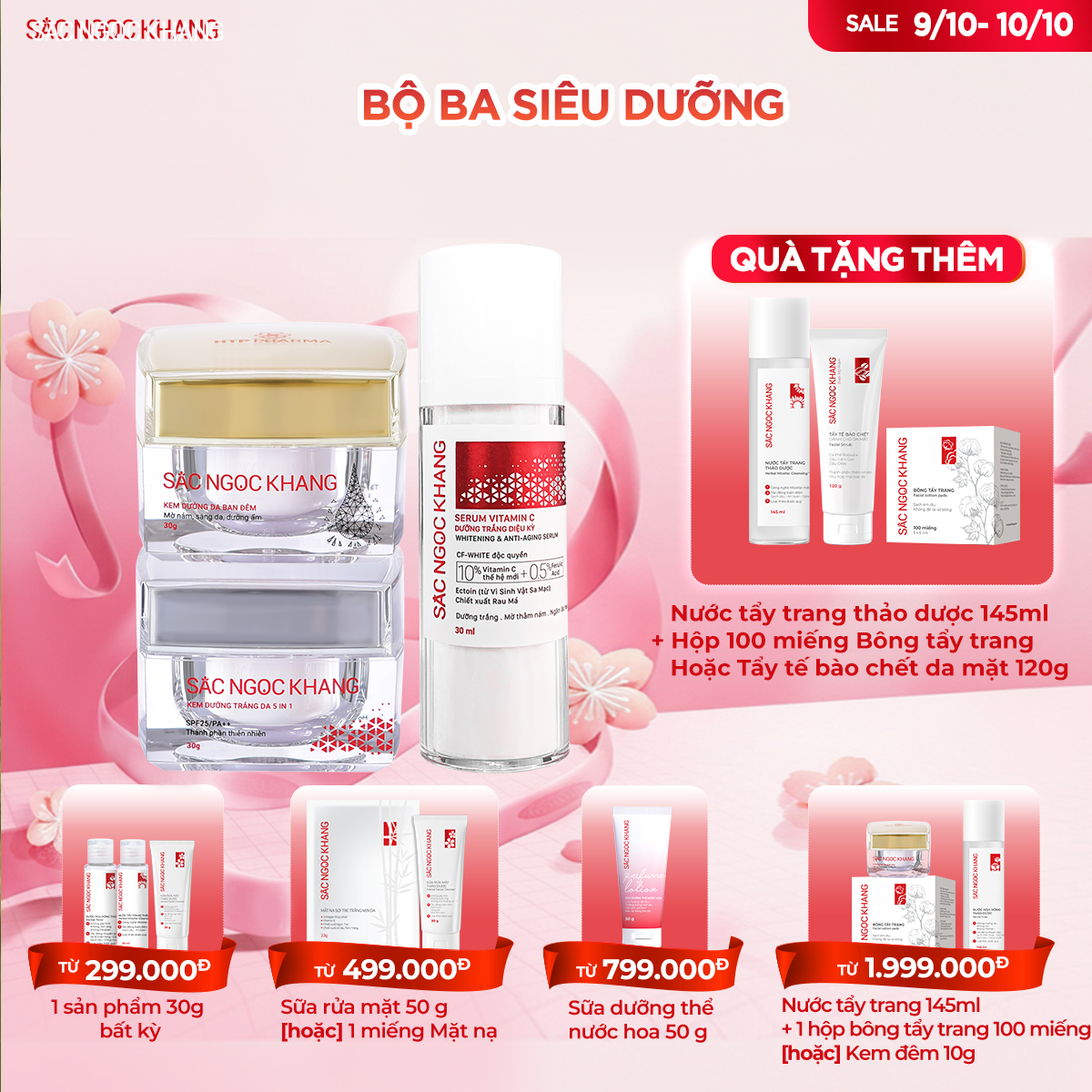 Combo Dưỡng Da Trắng sáng rạng rỡ [Bộ kem Ngày Đêm + Serum C] TẶNG 1 Trong 2 Quà