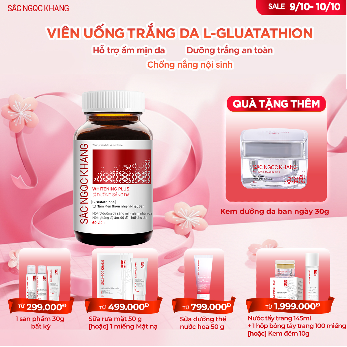 Viên uống TRẮNG DA Whitening Plus TẶNG Kem Ngày 30g