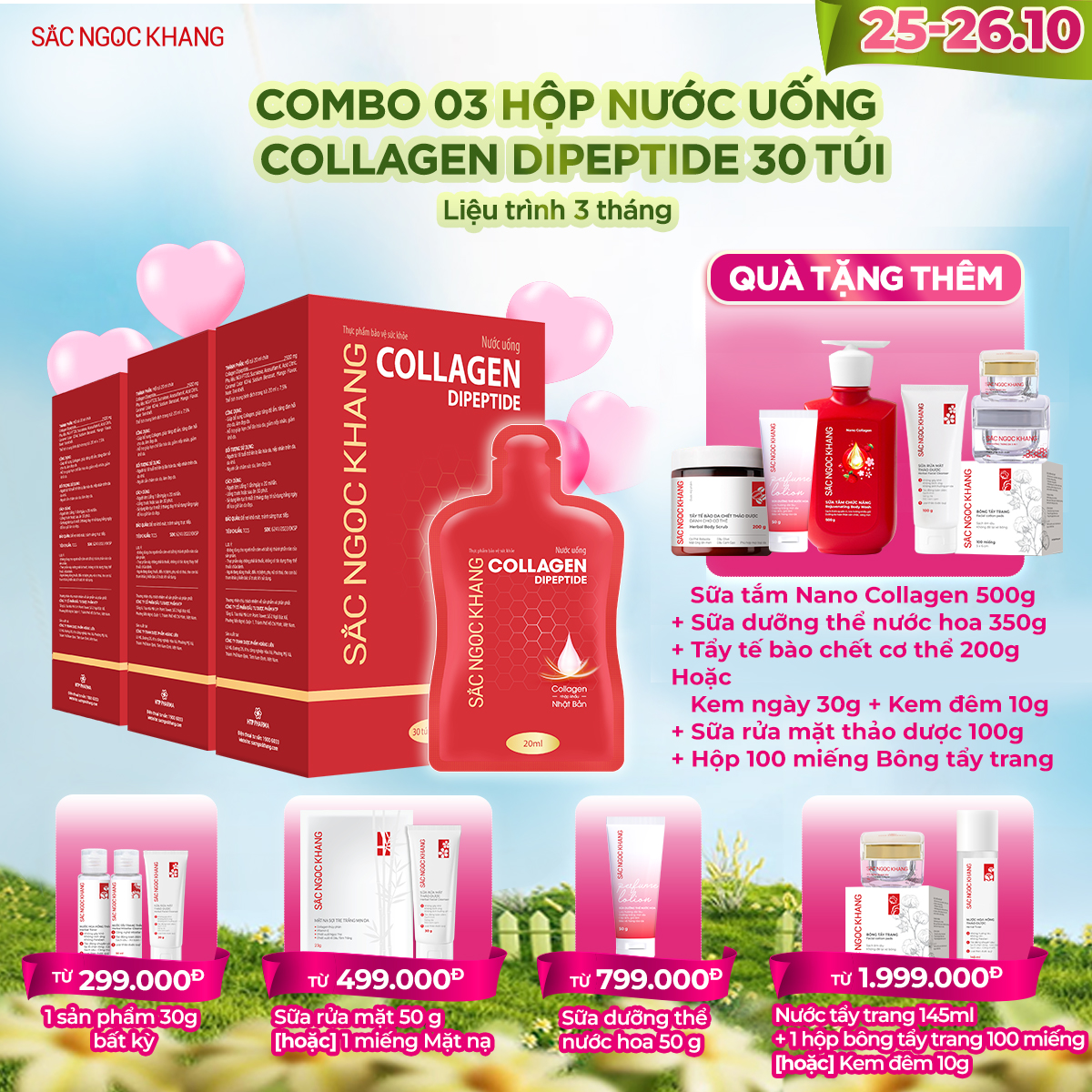 COMBO 03 Hộp Collagen Nước [30 túi] TẶNG 1 trong 2 quà