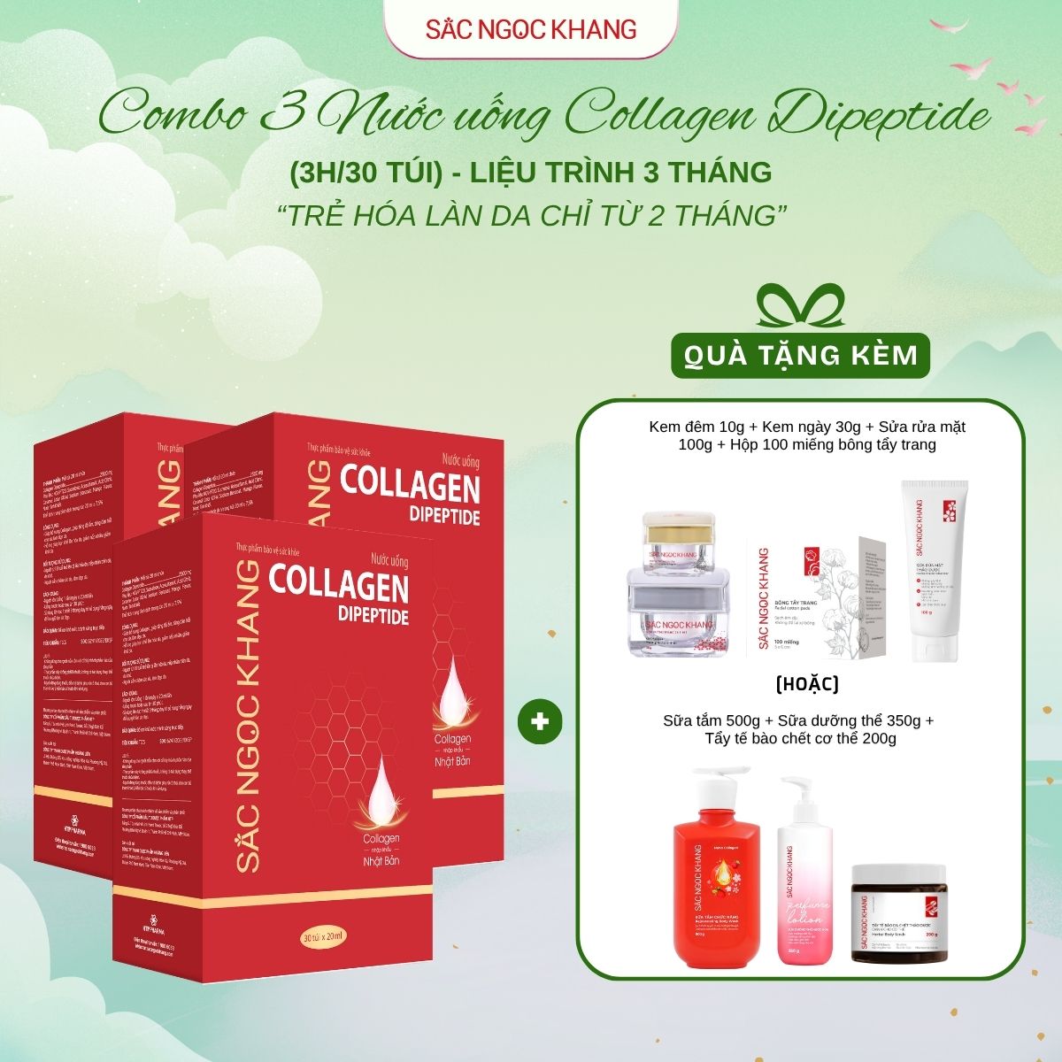 COMBO 03 Hộp Collagen Nước [30 túi] TẶNG 1 trong 2 quà