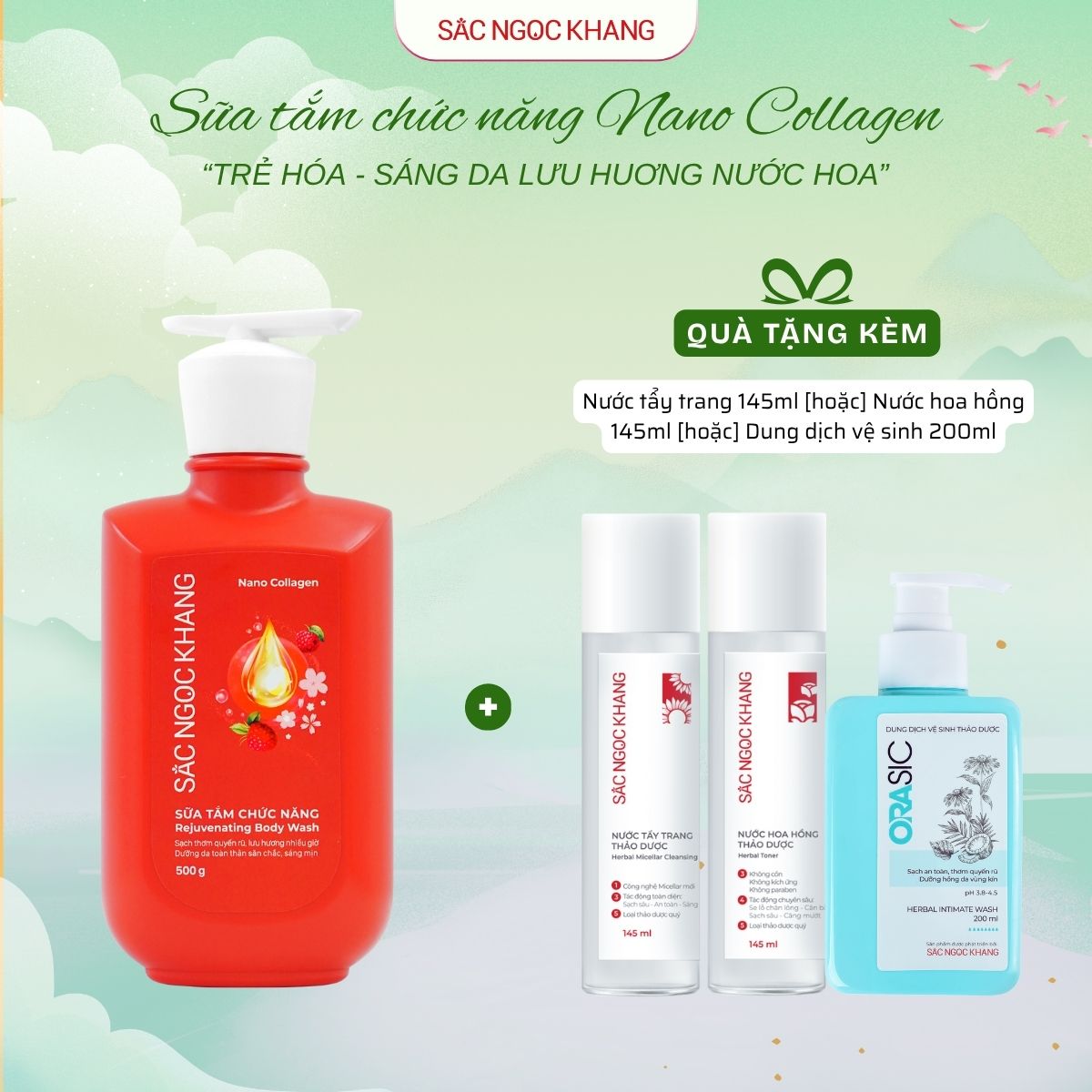 Sữa tắm Nano Collagen [500g] TẶNG 1 trong 3 quà