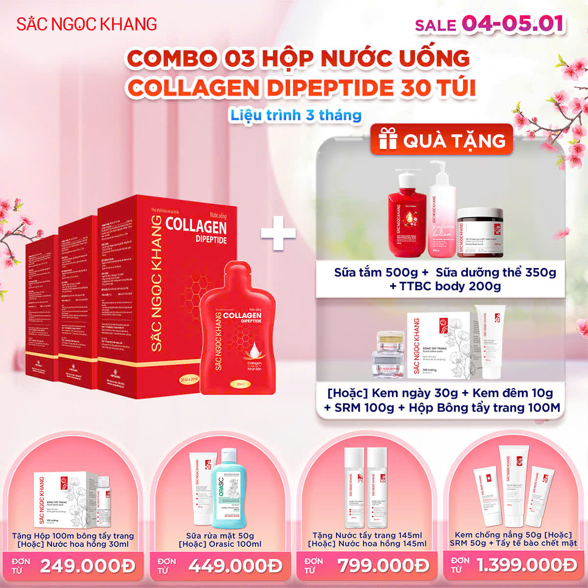 COMBO 03 Hộp Collagen Nước [30 túi]  kèm quà tặng