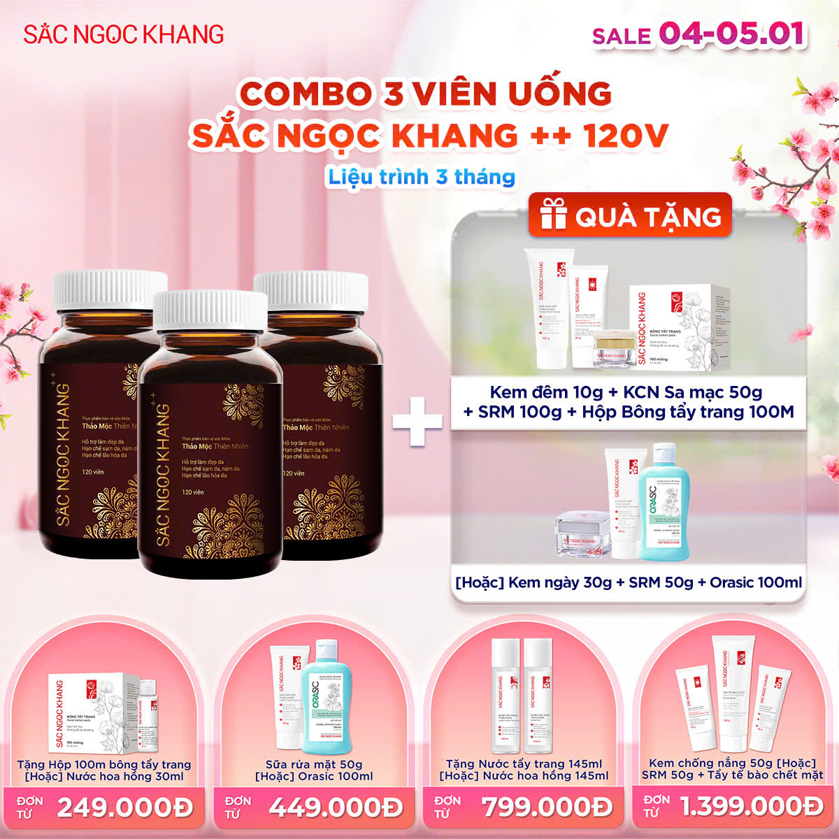 COMBO 03 Viên Uống Sắc Ngọc Khang ++ [120 Viên]  kèm quà tặng
