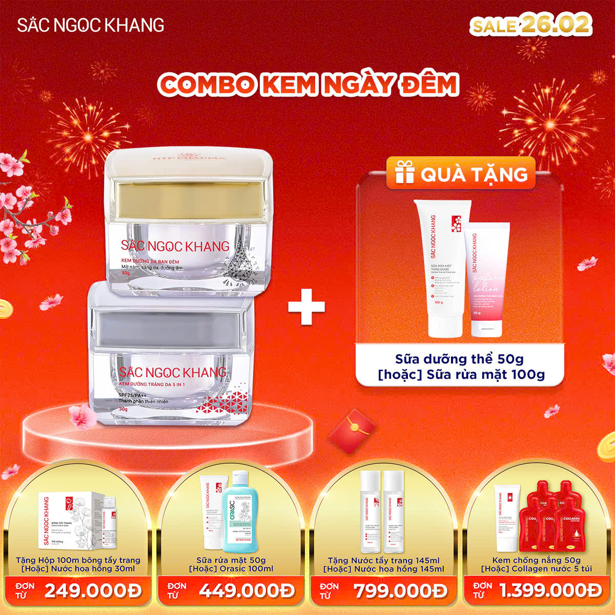 Bộ Kem Dưỡng Ngày & Đêm Sắc Ngọc Khang [30g] kèm quà tặng