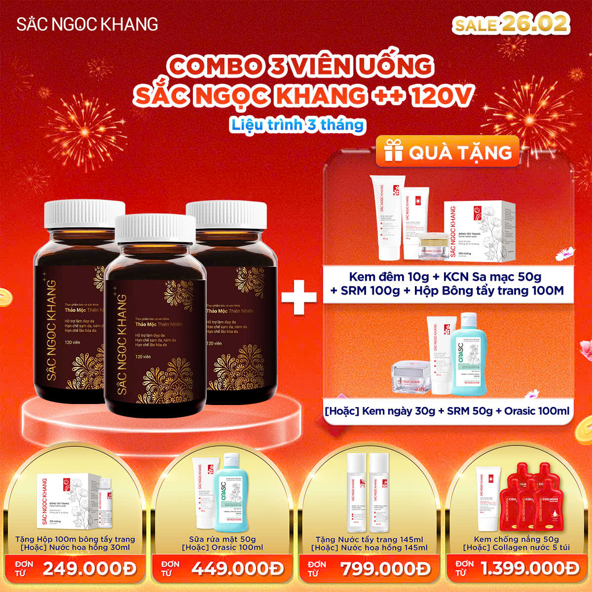 COMBO 03 Viên Uống Sắc Ngọc Khang ++ [120 Viên]  kèm quà tặng