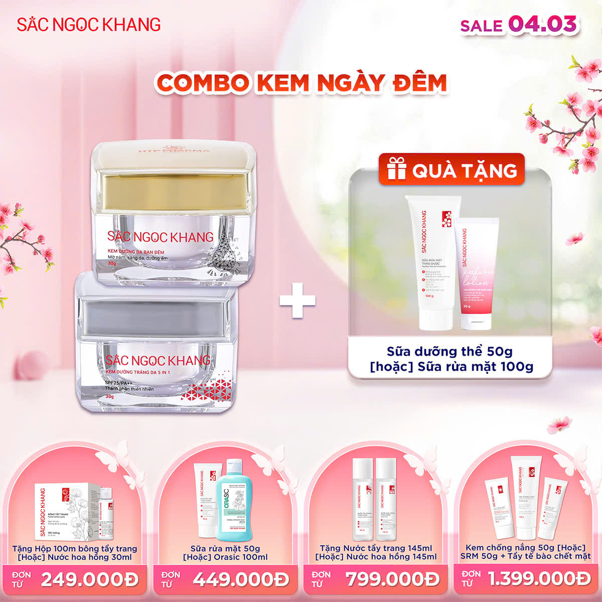 Bộ Kem Dưỡng Ngày & Đêm Sắc Ngọc Khang [30g] kèm quà tặng