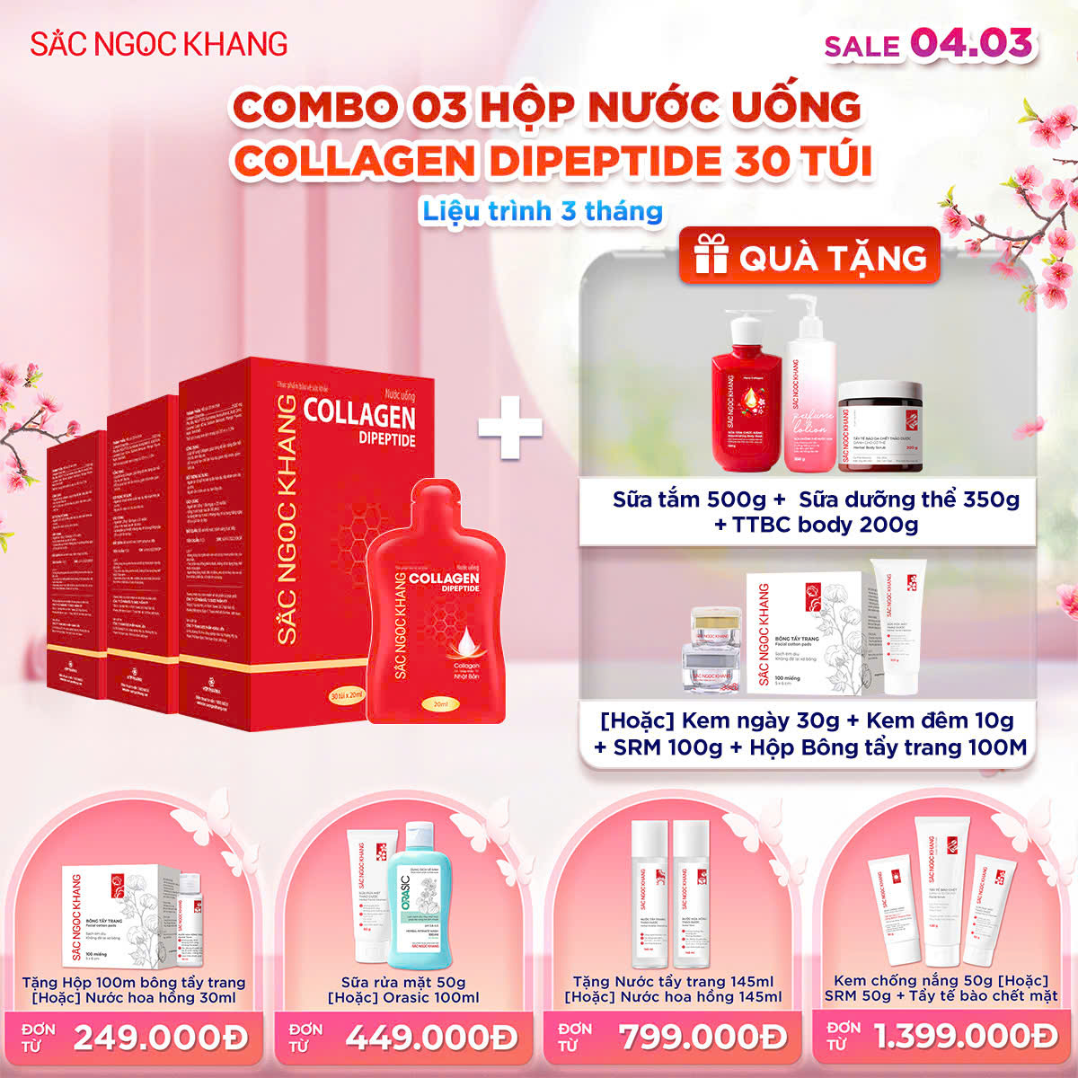 COMBO 03 Hộp Collagen Nước [30 túi]  kèm quà tặng