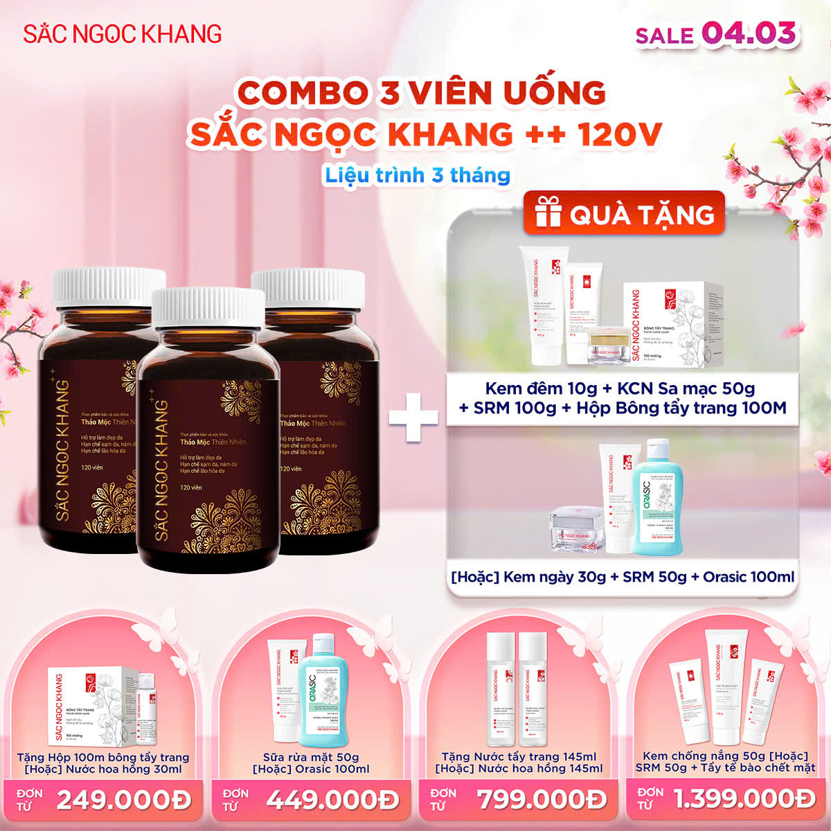 COMBO 03 Viên Uống Sắc Ngọc Khang ++ [120 Viên]  kèm quà tặng