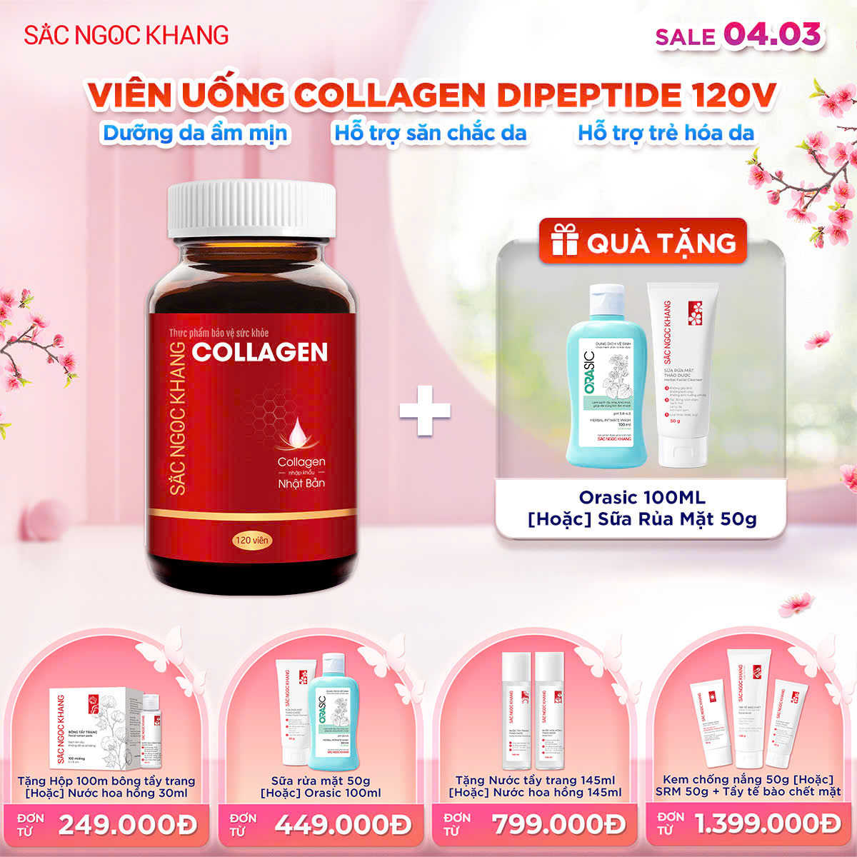Viên Uống Collagen Dipeptide [120 Viên] kèm quà tặng