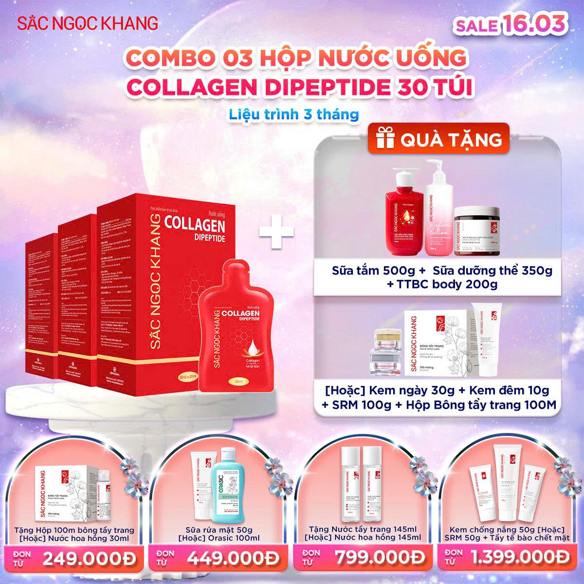 COMBO 03 Hộp Collagen Nước [30 túi]  kèm quà tặng