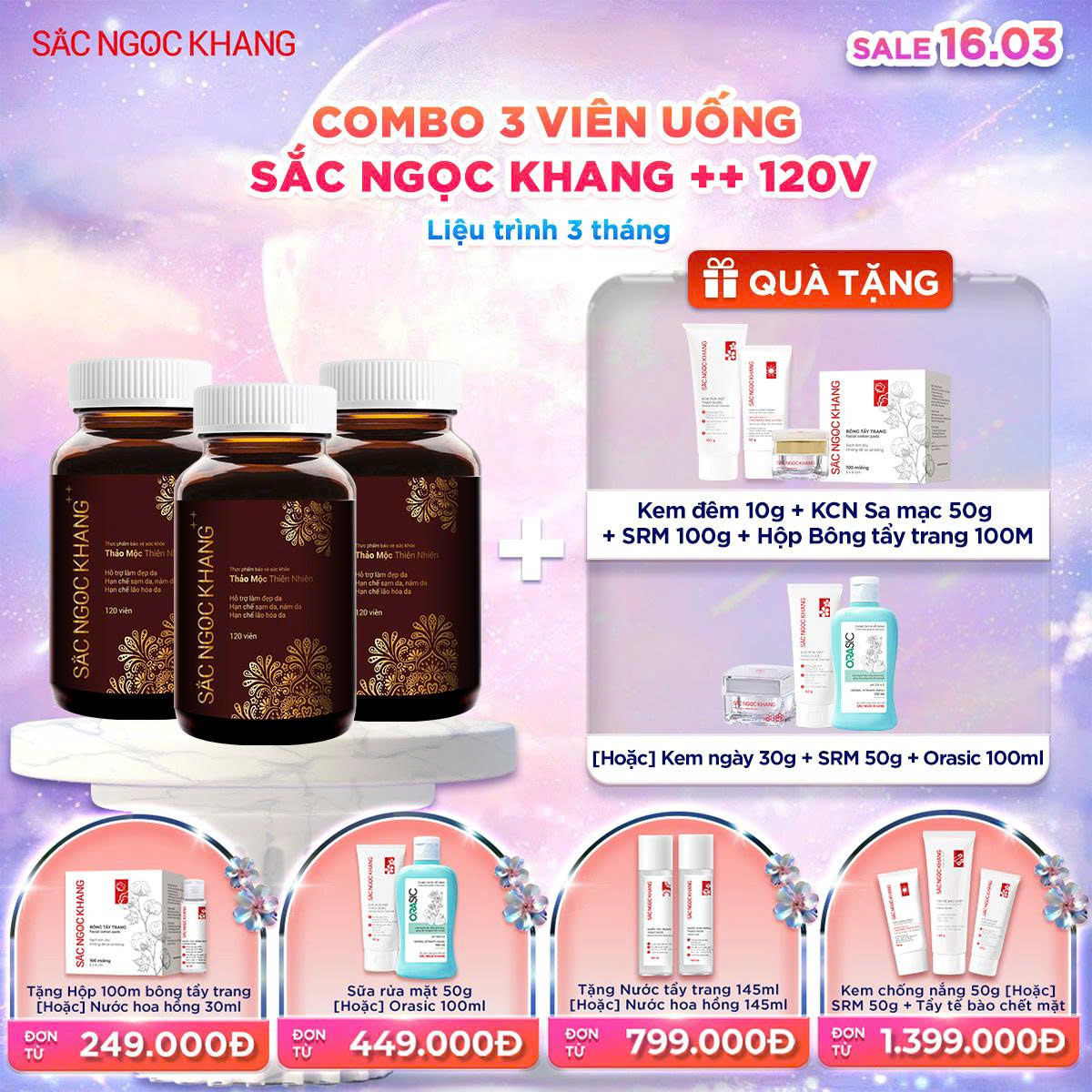 COMBO 03 Viên Uống Sắc Ngọc Khang ++ [120 Viên]  kèm quà tặng