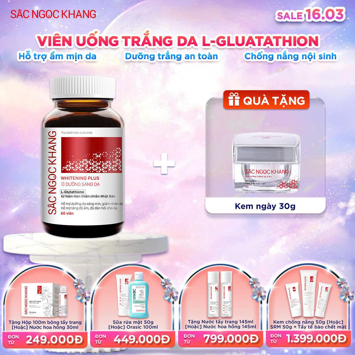 Viên uống TRẮNG DA Whitening Plus kèm quà tặng