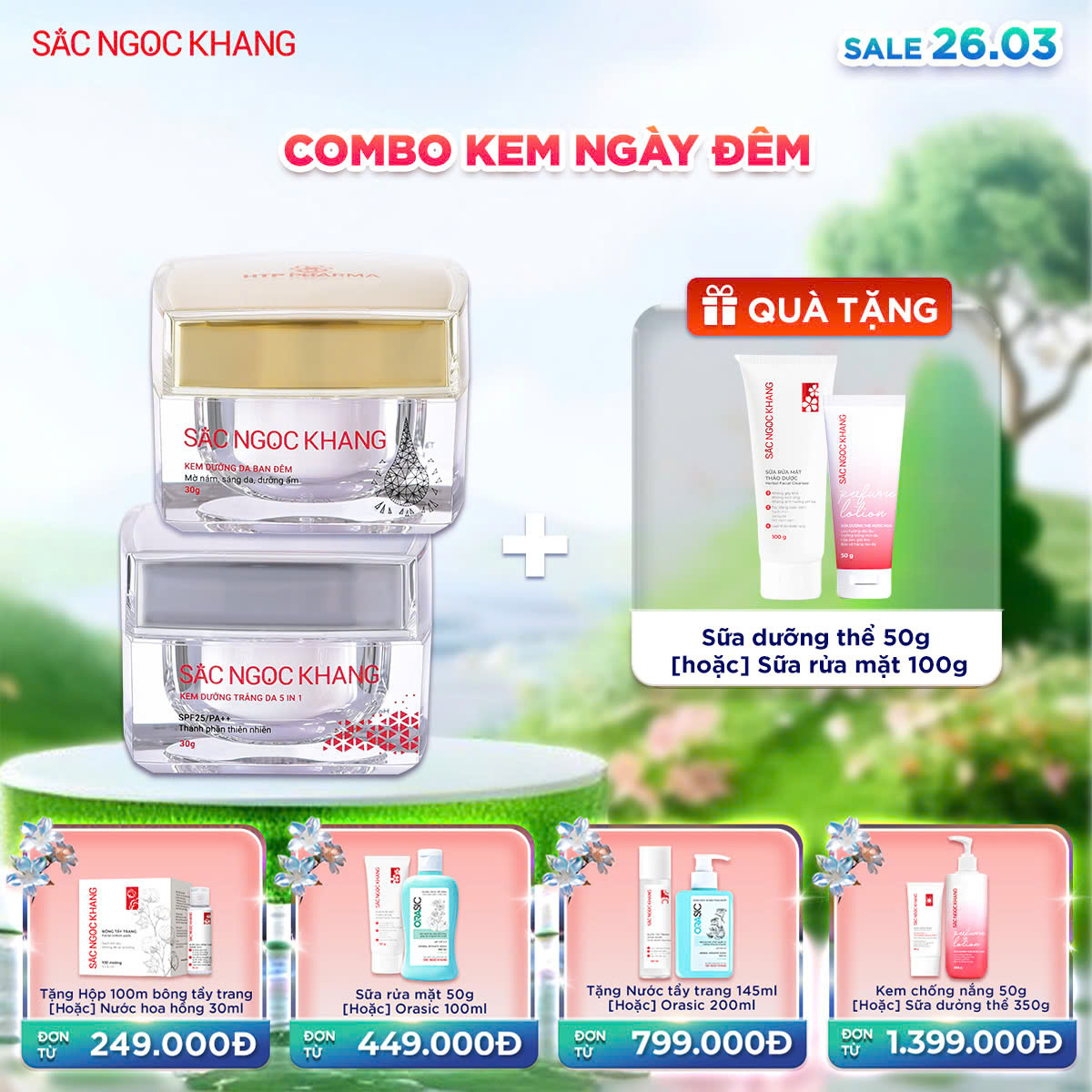 Bộ Kem Dưỡng Ngày & Đêm Sắc Ngọc Khang [30g] kèm quà tặng