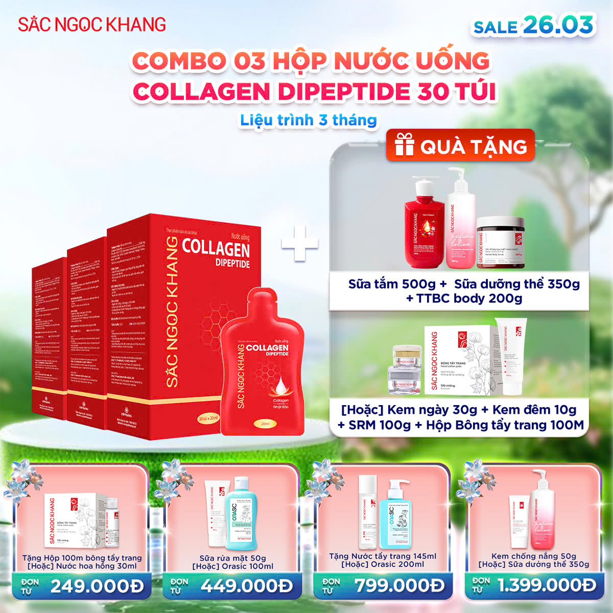 COMBO 03 Hộp Collagen Nước [30 túi]  kèm quà tặng