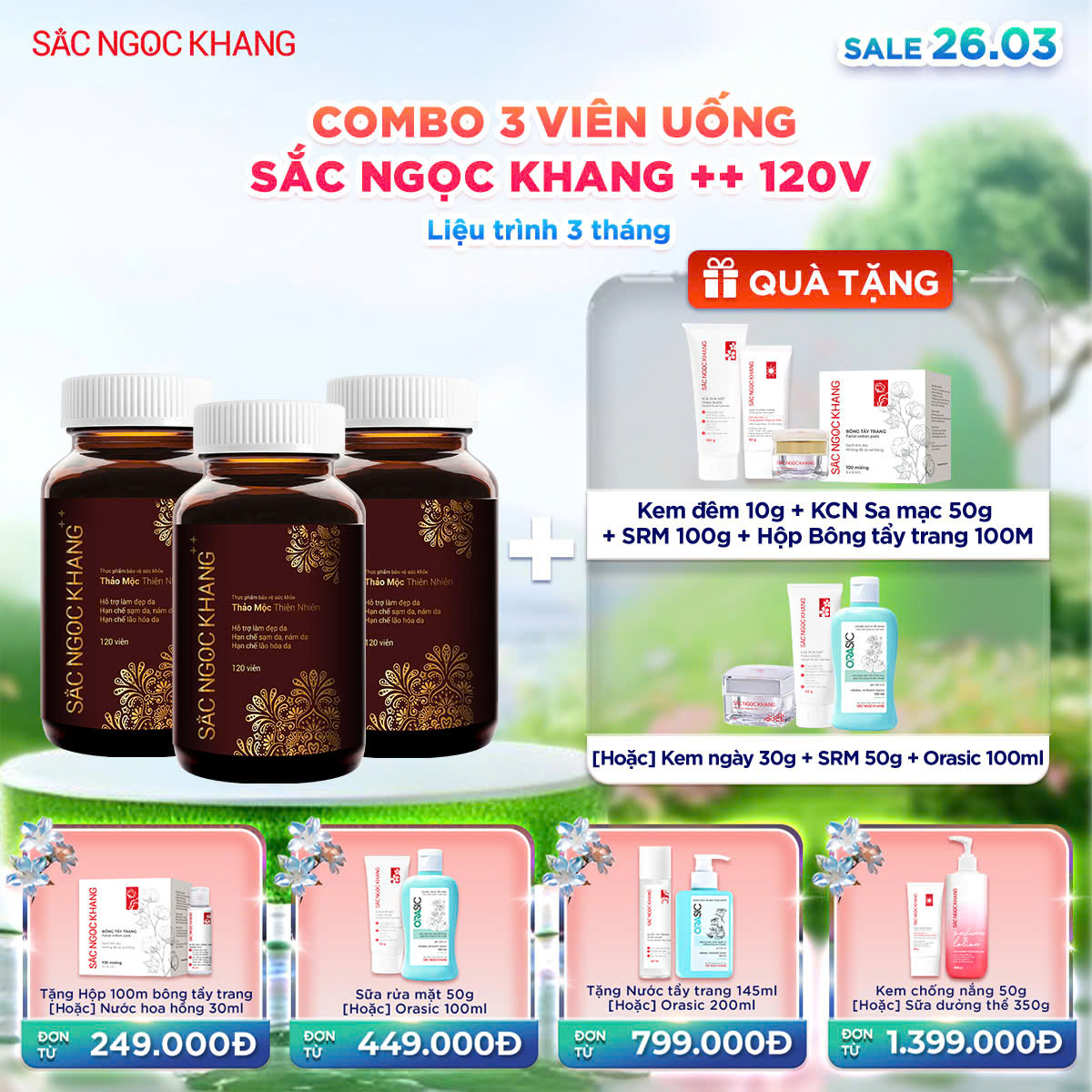COMBO 03 Viên Uống Sắc Ngọc Khang ++ [120 Viên]  kèm quà tặng