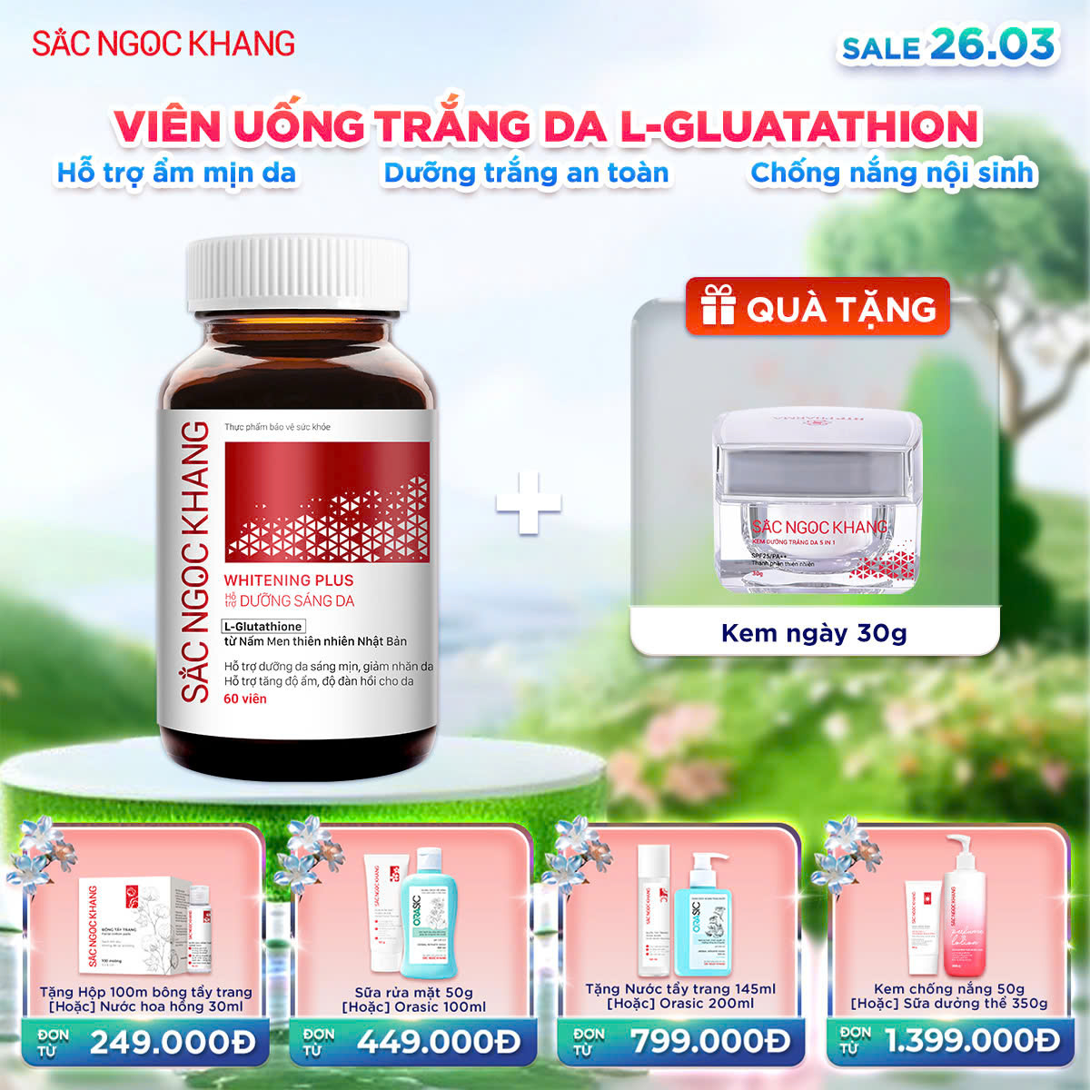 Viên uống TRẮNG DA Whitening Plus kèm quà tặng