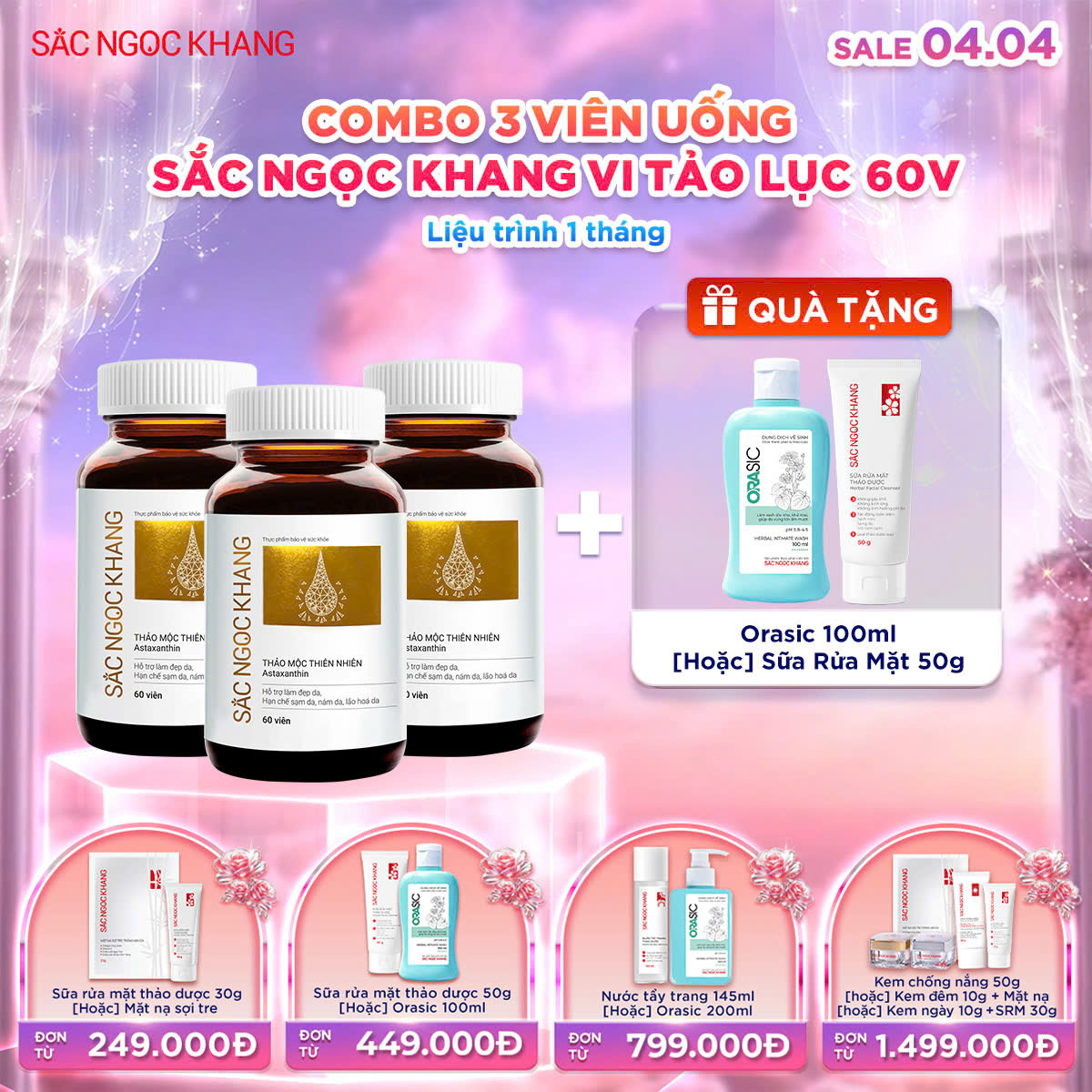 Combo 03 Hộp Viên uống SNK Vi Tảo Lục [60 Viên] kèm quà tặng