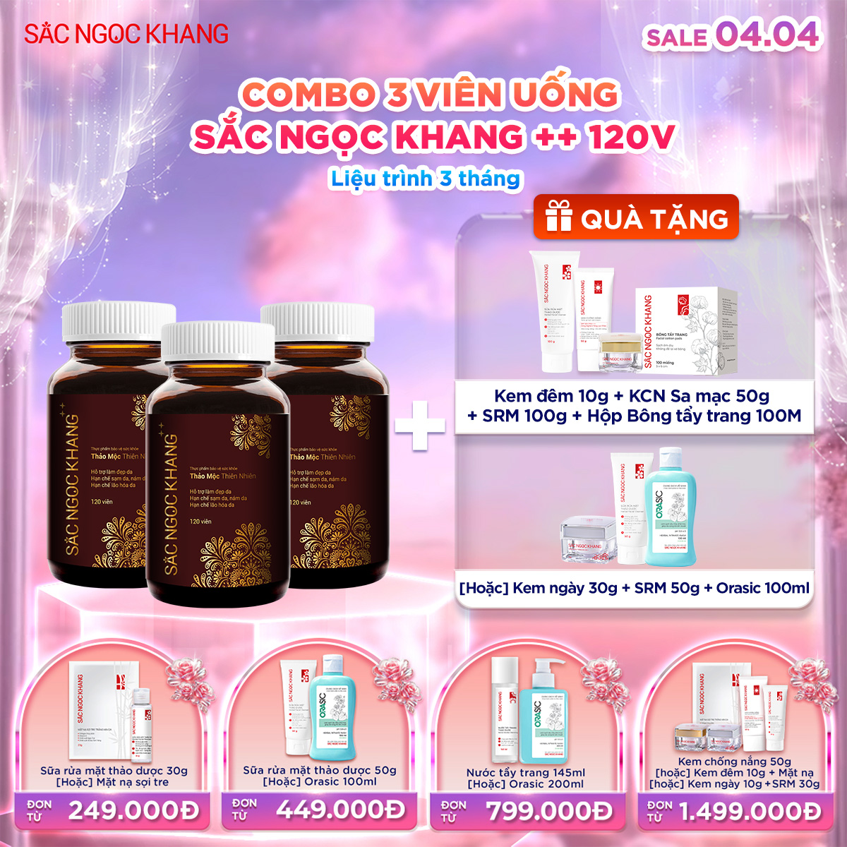 COMBO 03 Viên Uống Sắc Ngọc Khang ++ [120 Viên]  kèm quà tặng