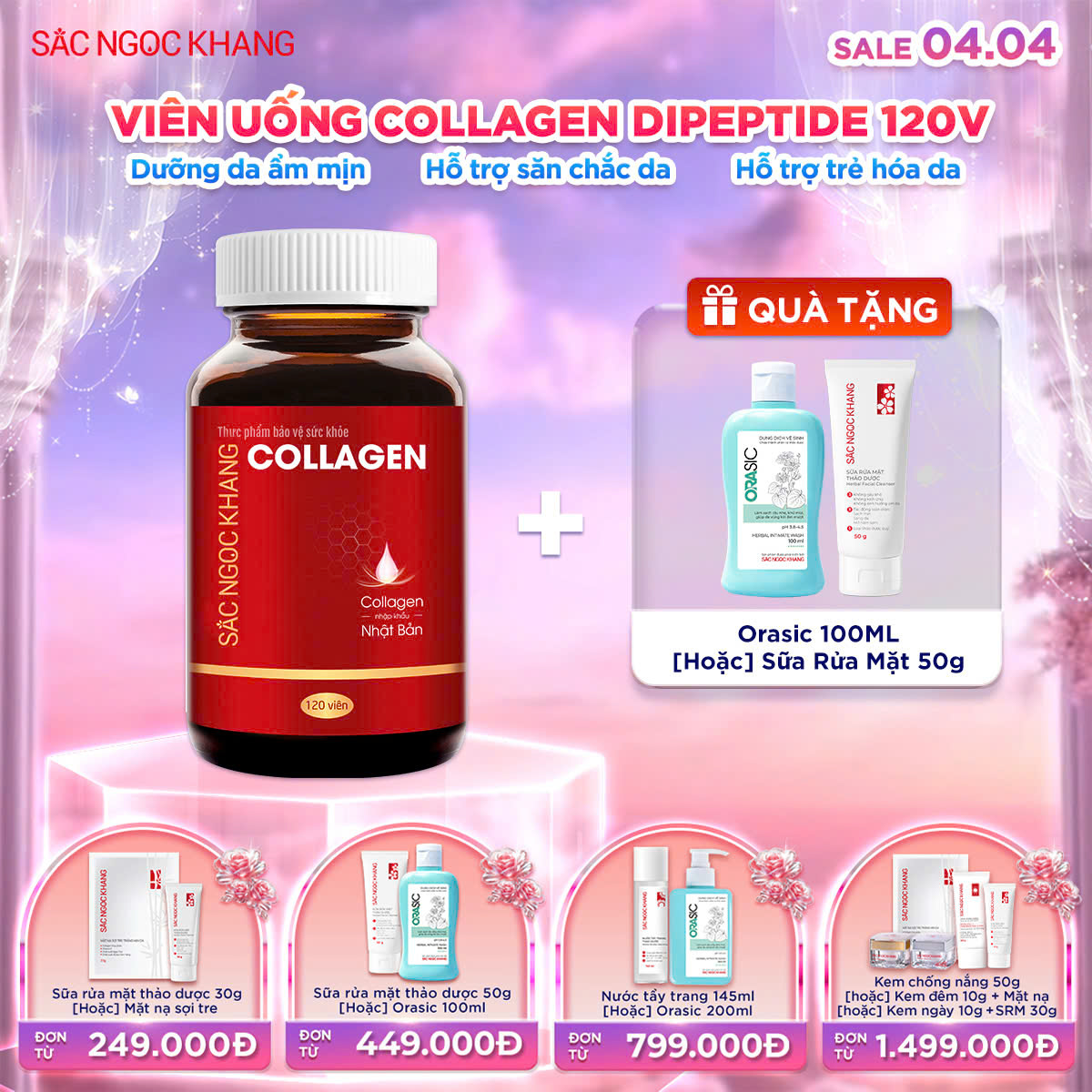 Viên Uống Collagen Dipeptide [120 Viên] kèm quà tặng