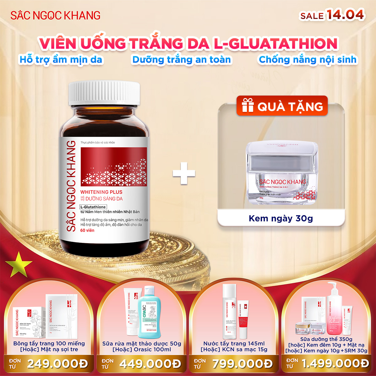 Viên uống TRẮNG DA Whitening Plus kèm quà tặng