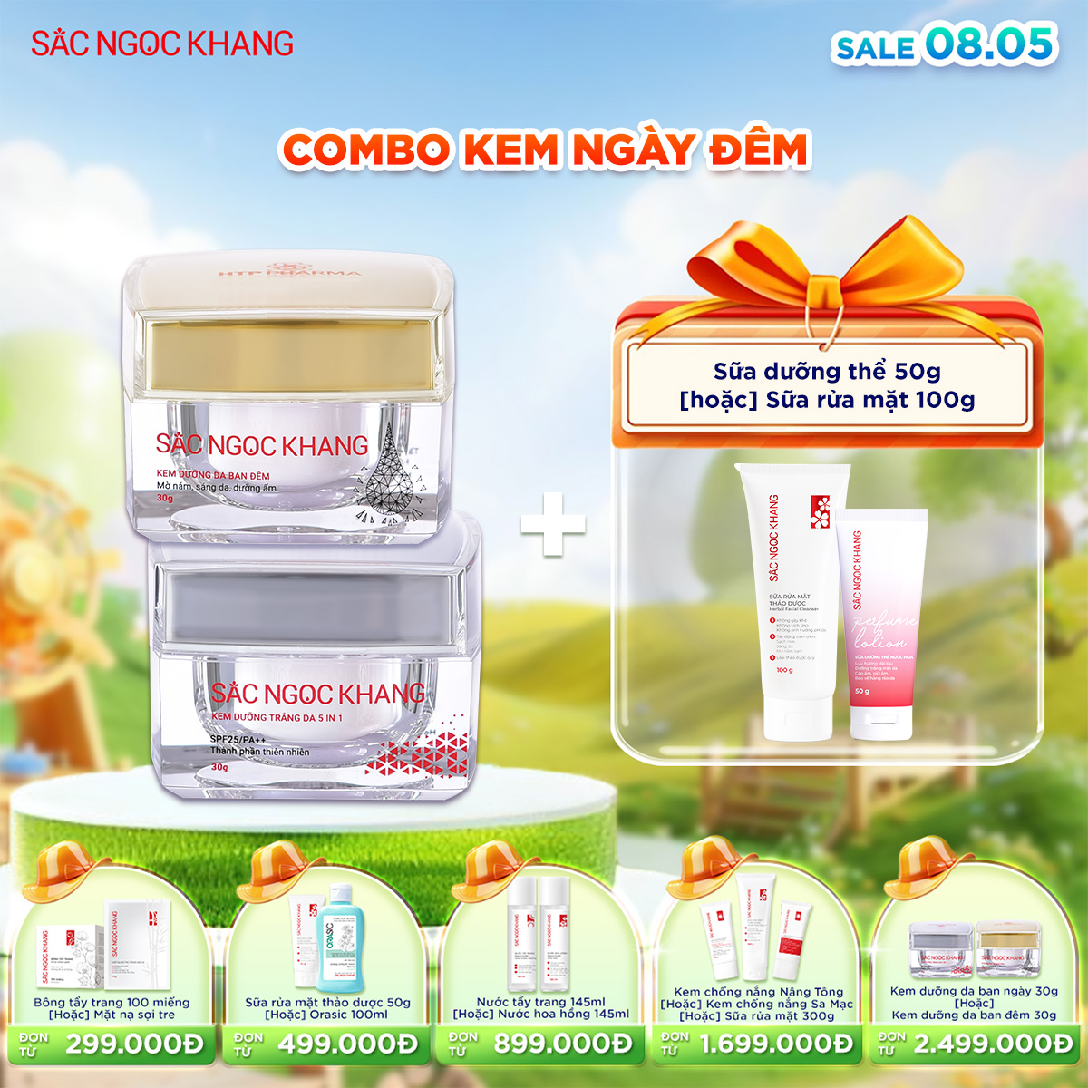 Bộ Kem Dưỡng Ngày & Đêm Sắc Ngọc Khang [30g] kèm quà tặng