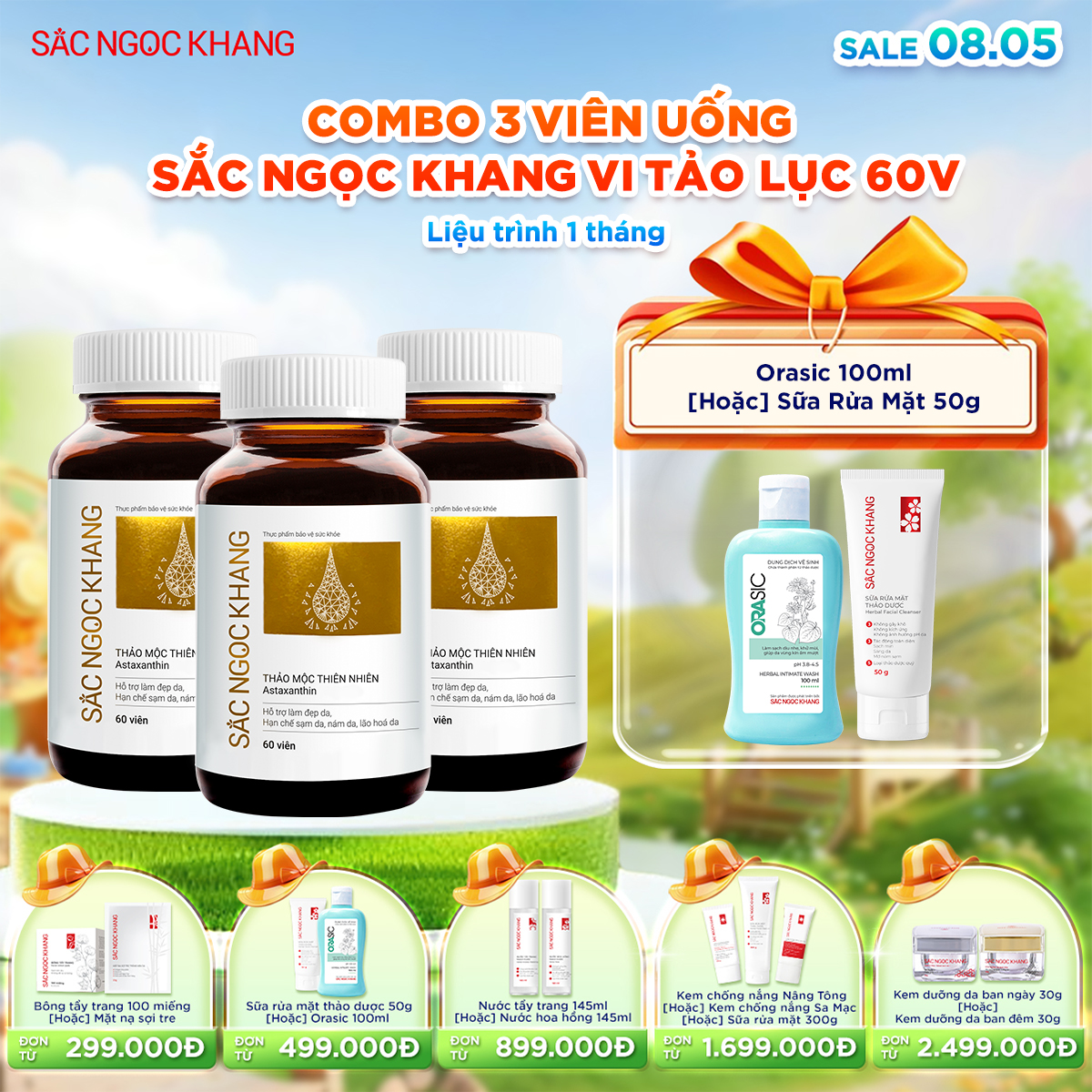 Combo 03 Hộp Viên uống SNK Vi Tảo Lục [60 Viên] kèm quà tặng