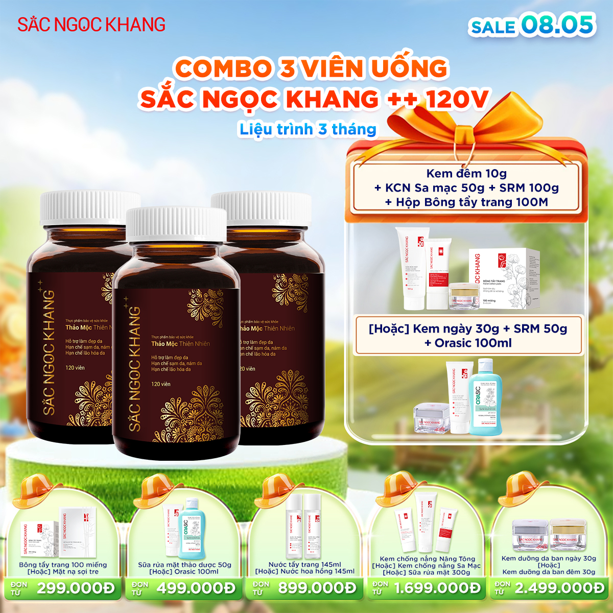 COMBO 03 Viên Uống Sắc Ngọc Khang ++ [120 Viên]  kèm quà tặng