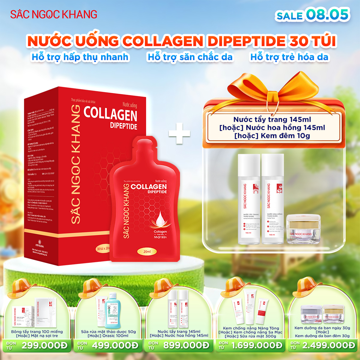 Hộp Nước Uống Collagen Dipeptide [30 Túi] Kèm quà tặng