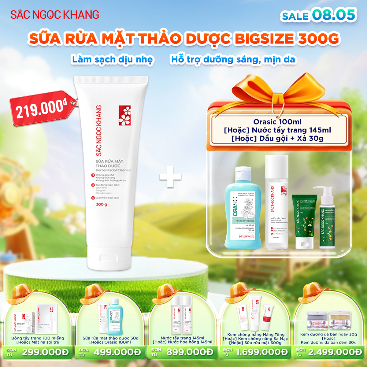 Sữa Rửa Mặt Thảo Dược Sắc Ngọc Khang [300g] kèm quà tặng