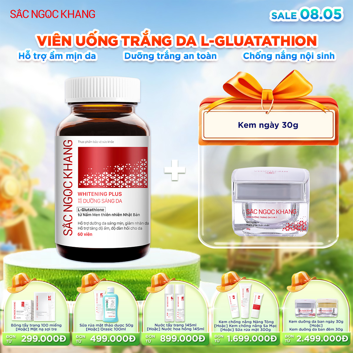 Viên uống TRẮNG DA Whitening Plus kèm quà tặng
