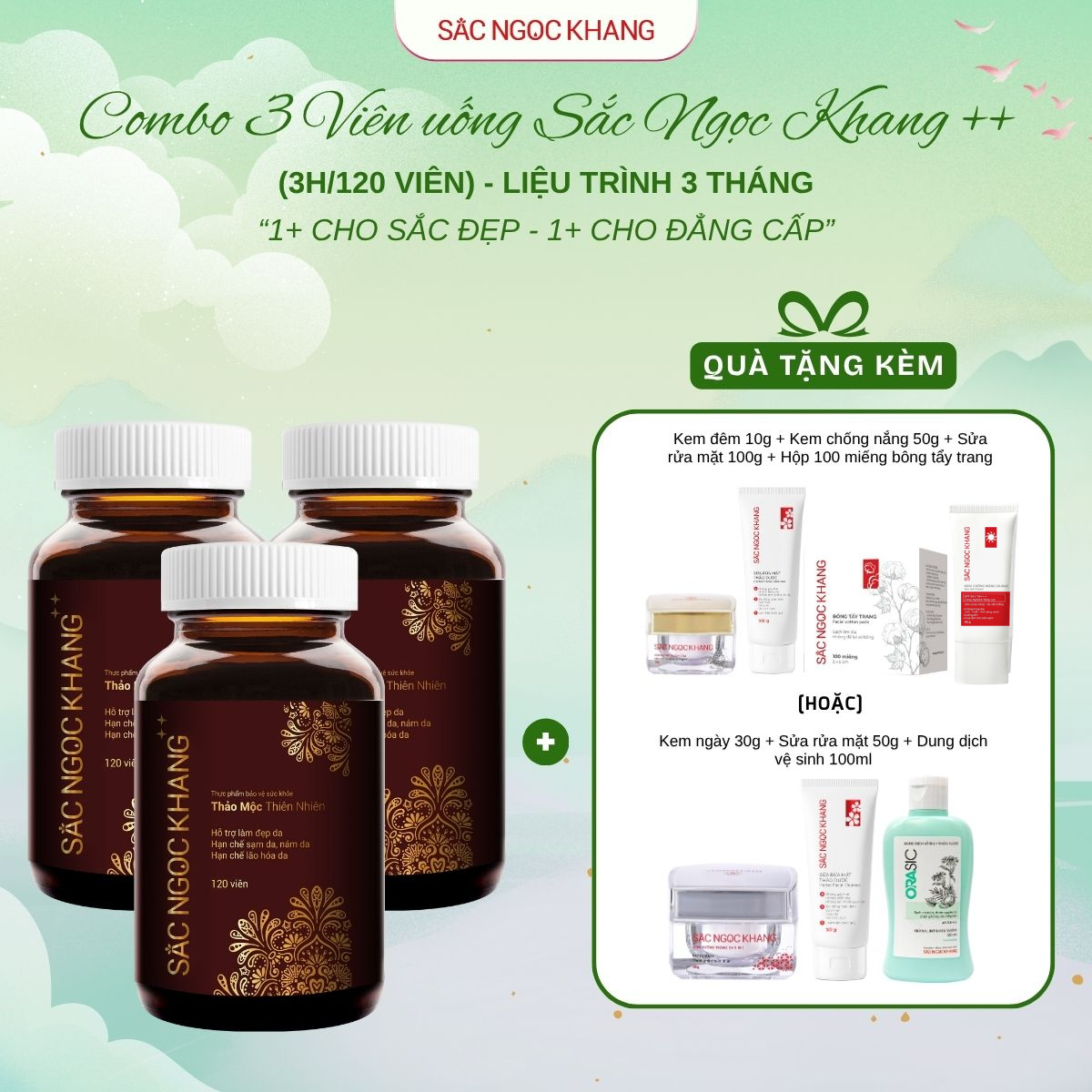 COMBO 03 Viên Uống Sắc Ngọc Khang ++ [120 Viên]  kèm quà tặng