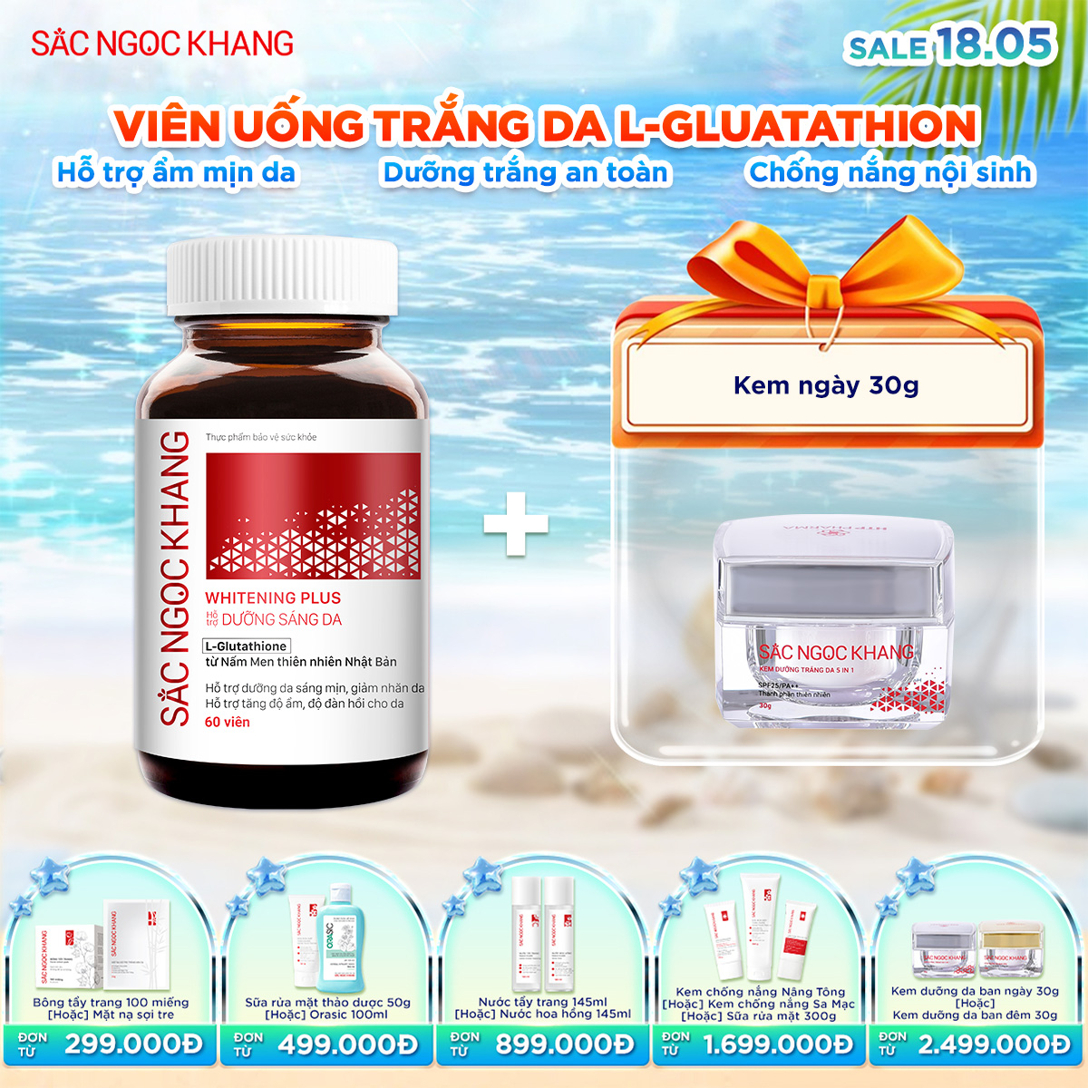 Viên uống TRẮNG DA Whitening Plus kèm quà tặng