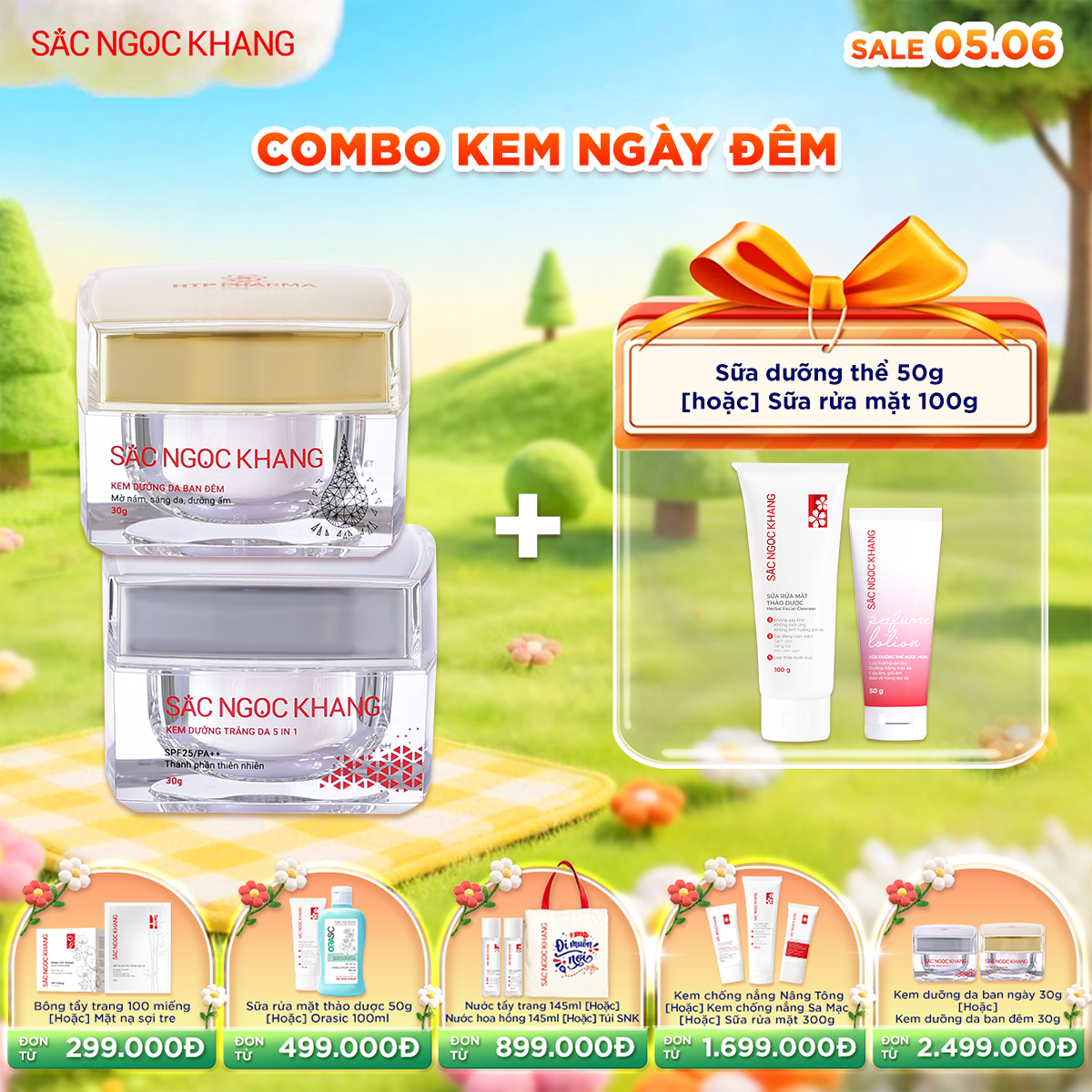 Bộ Kem Dưỡng Ngày & Đêm Sắc Ngọc Khang [30g] kèm quà tặng