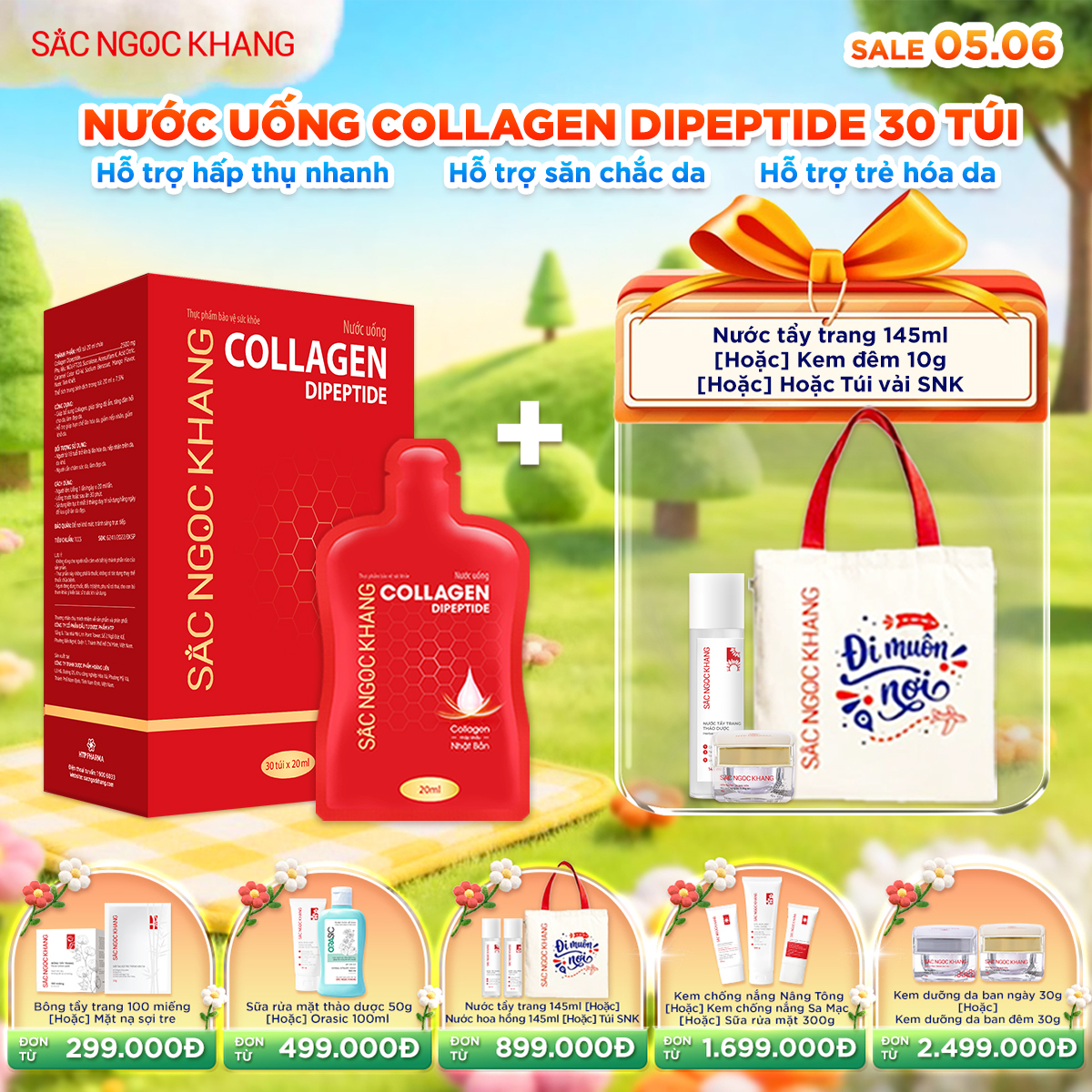 Hộp Nước Uống Collagen Dipeptide [30 Túi] Kèm quà tặng