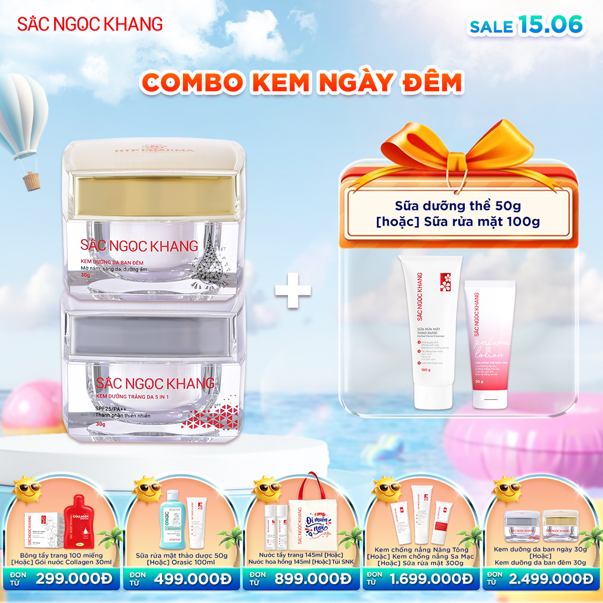 Bộ Kem Dưỡng Ngày & Đêm Sắc Ngọc Khang [30g] kèm quà tặng