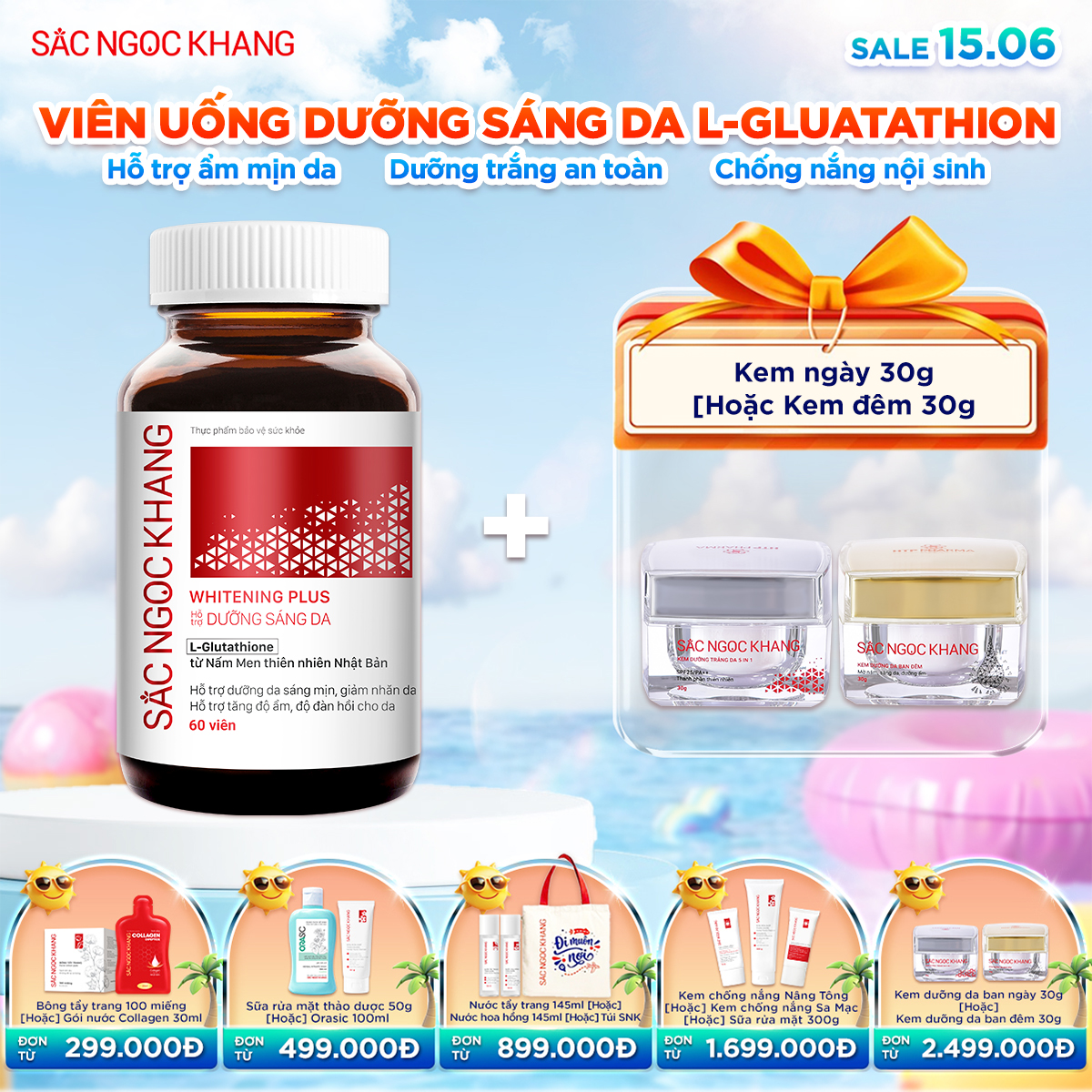 Viên uống TRẮNG DA Whitening Plus kèm quà tặng