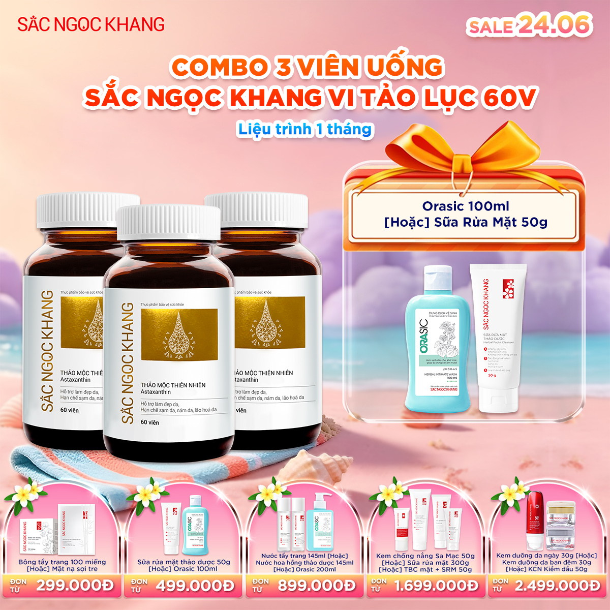Combo 03 Hộp Viên uống SNK Vi Tảo Lục [60 Viên] kèm quà tặng