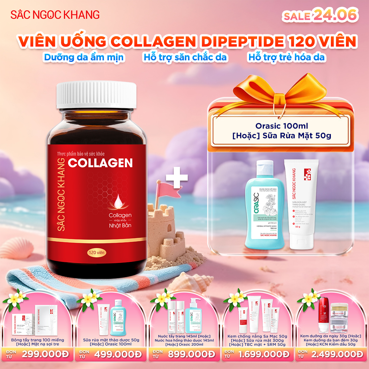 Viên Uống Collagen Dipeptide [120 Viên] kèm quà tặng