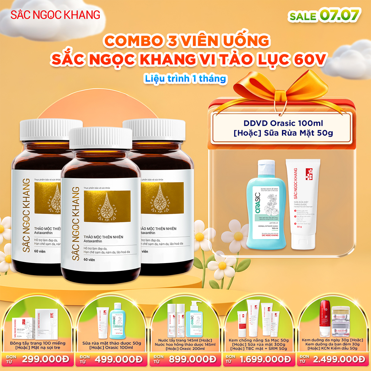Combo 03 Hộp Viên uống SNK Vi Tảo Lục [60 Viên] kèm quà tặng
